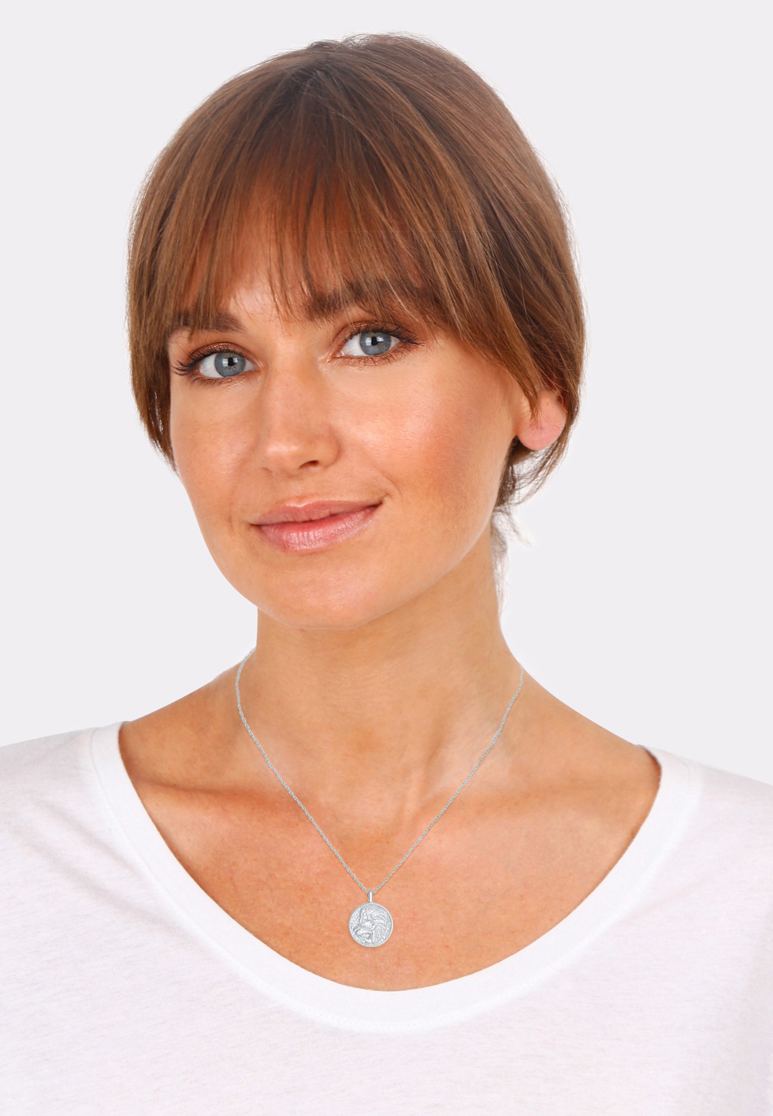 Elli Kette mit Anhänger »Sternzeichen Löwe Astro Münze Antik 925 Silber«