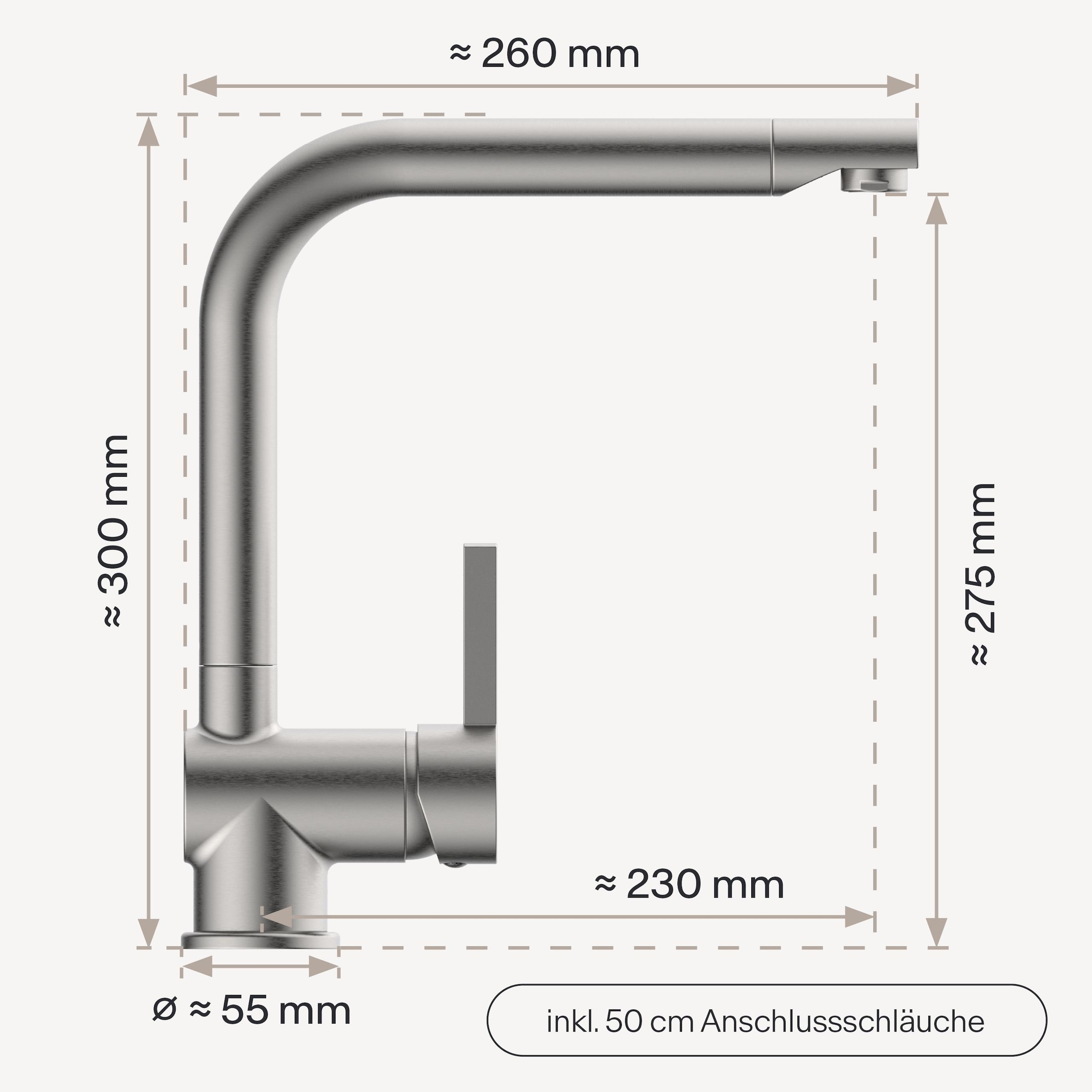 WASSERWERK Spültischarmatur »WK 4, Wasserhahn, Küche, Einhebelmischer«