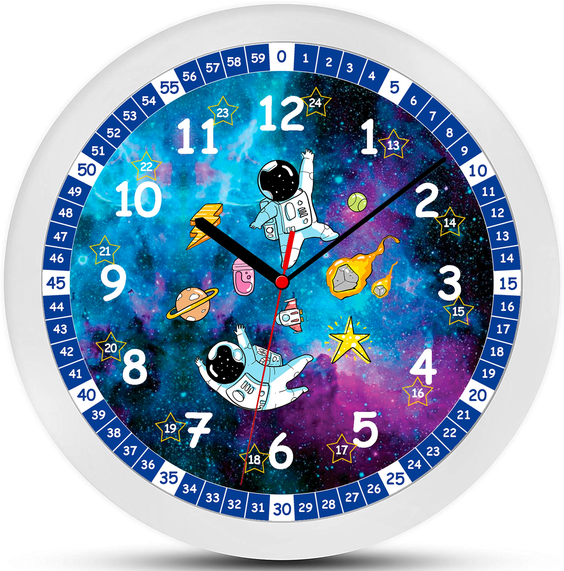 Wall-Art Wanduhr »lautlose Wanduhr Kinderzimmer Weltall Lernuhr Astronauten günstig online kaufen