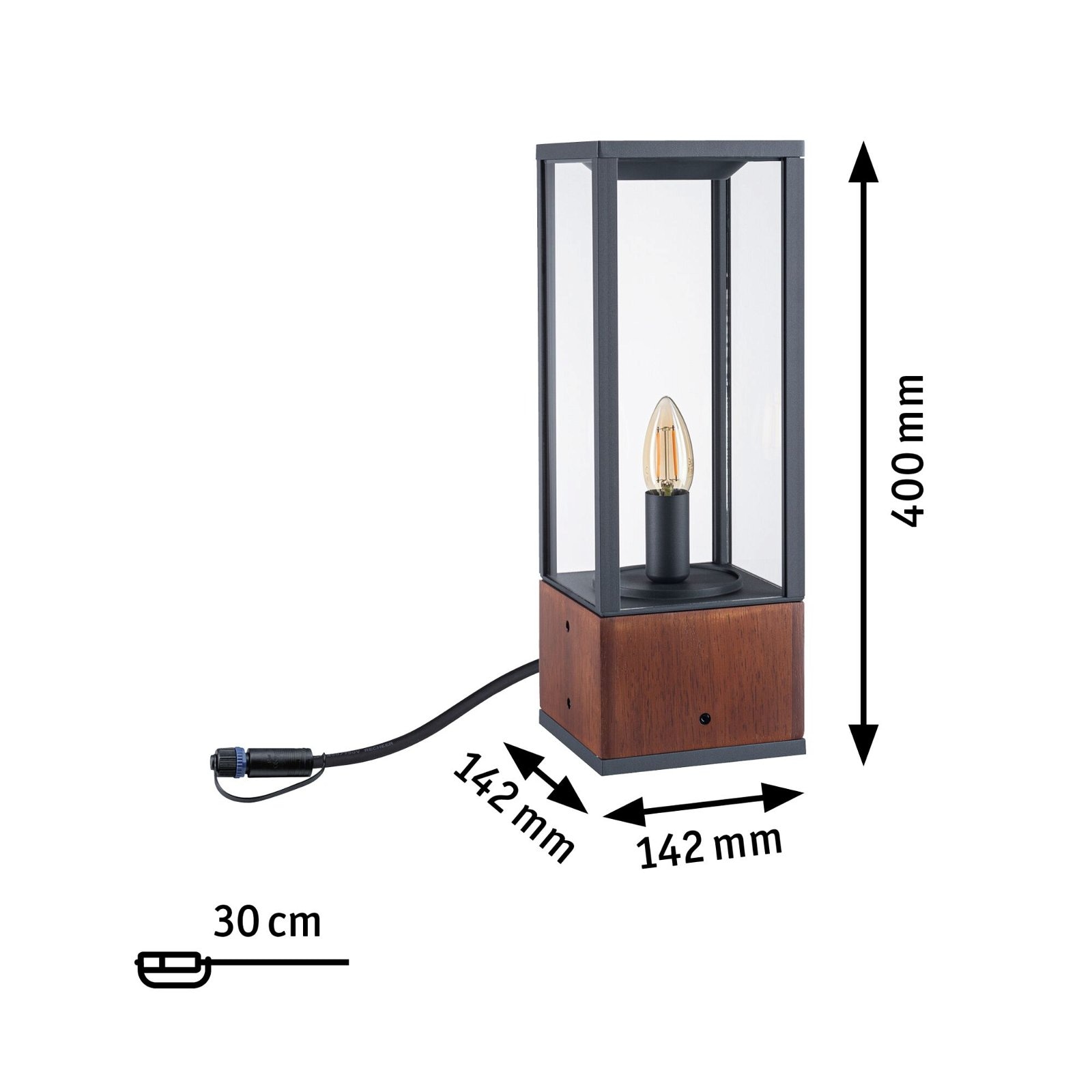 Paulmann LED Pollerleuchte »Plug & Shine Venea Einzelleuchte IP44 1900K 2W Holz«, 1 flammig, Leuchtmittel E14 | LED fest integriert