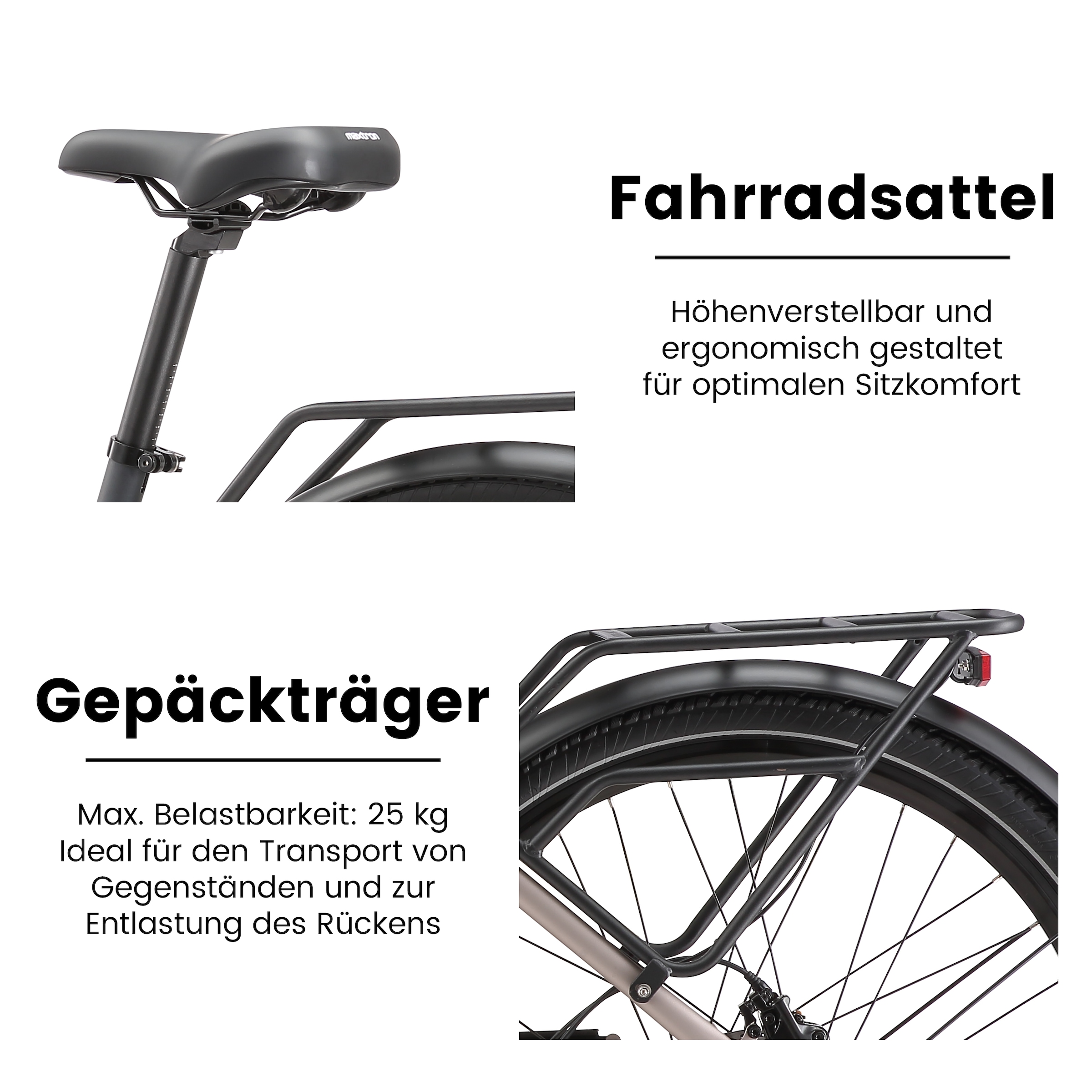 Maxtron »Maxtron Lira 28" City-E-Bike« 7 Gang Shimano Kettenschaltung Heckmotor 250 W (mit integr. Akku), Elektrofahrrad für Alltag und Einkauf