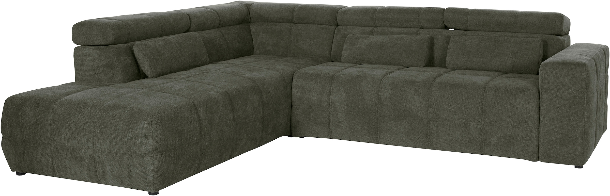 DOMO collection Ecksofa »Brandon L-Form, auch in Leder«, inklusive Kopfteilverstellung, wahlweise mit Sitztiefenverstellung