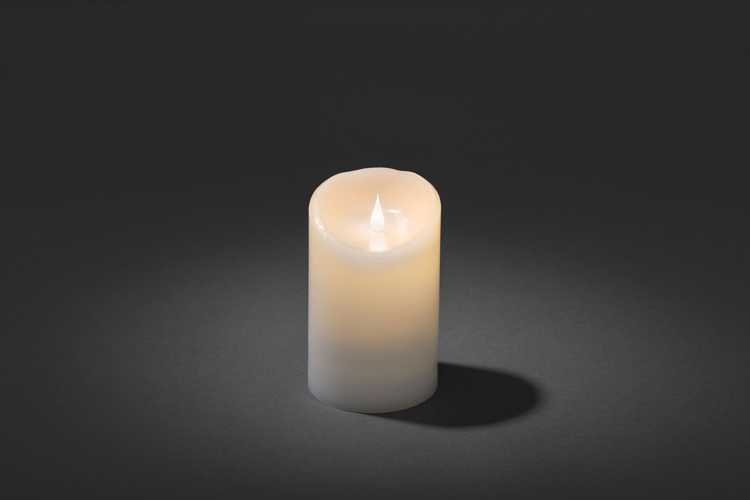 KONSTSMIDE LED-Kerze, LED Echtwachskerze, weiß, mit 3D Flamme, Ø 10 cm, Höhe: 16 cm
