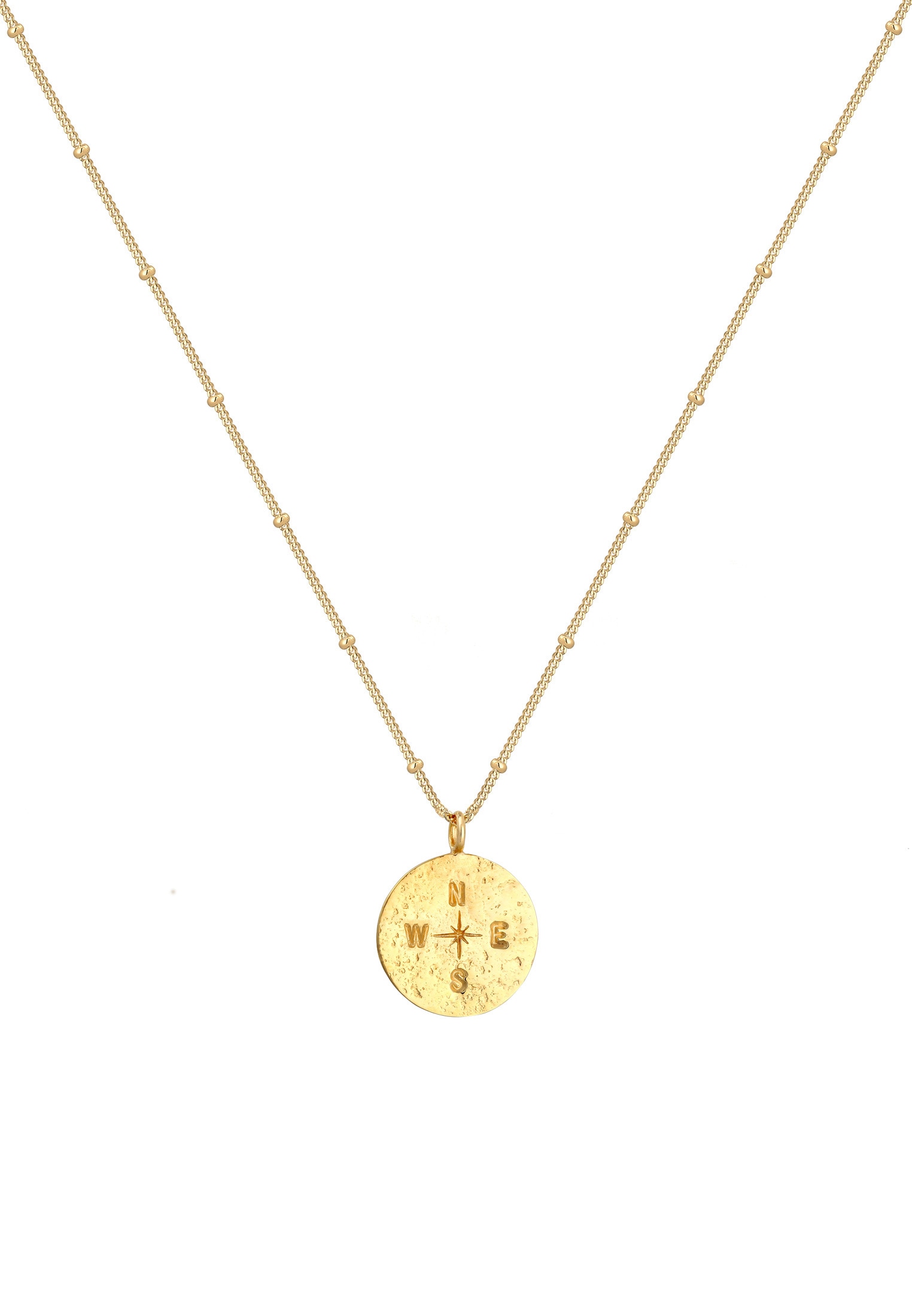 Elli Kette mit Anhänger »Kompass Plättchen Vintage Antik 925 Silber«