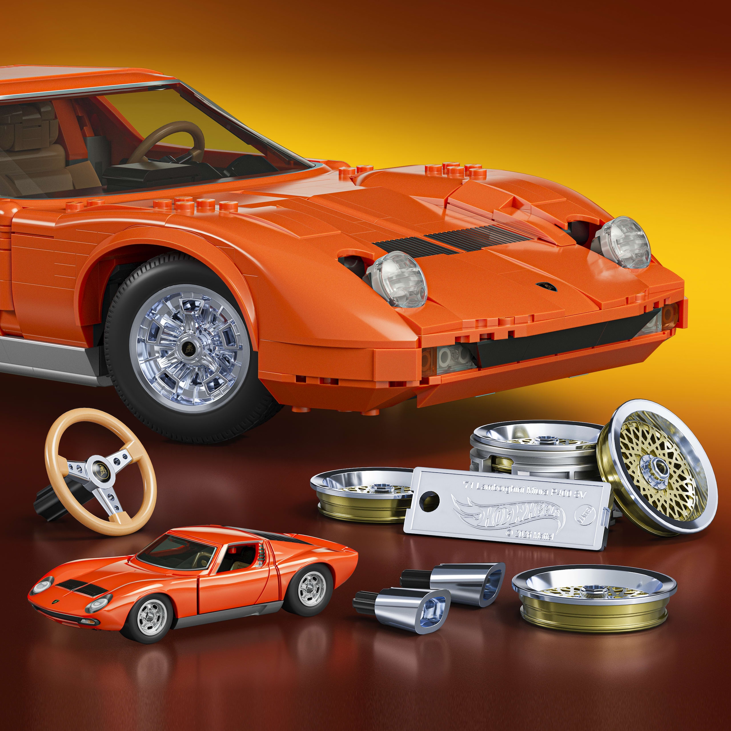 Mattel® Modellbausatz »Mattel Brick Shop Hot Wheels Premium Lambo« 1.523 Stk. tlg. 1:12