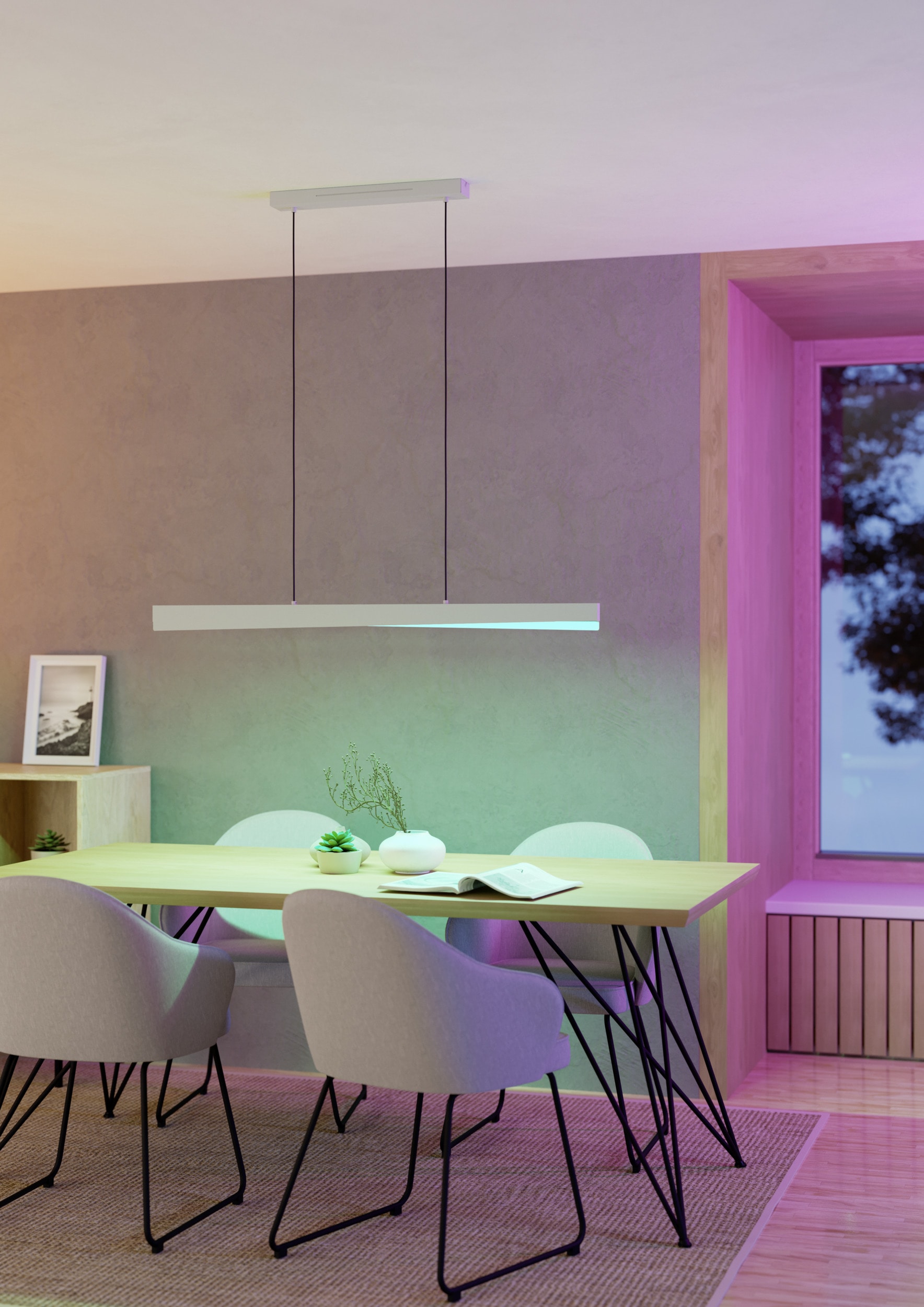 EGLO Hängeleuchte »BOLOGNANO-Z Pendellampe - Alu, Stahl - LED - 19W - IP20« LED-Modul 1 Stk. Kaltweiß | Neutralweiß | RGB | Warmweiß Hängelampe, Deckenlampe, Wohnzimmer, Esszimmer, L117 x B7 x H110 cm