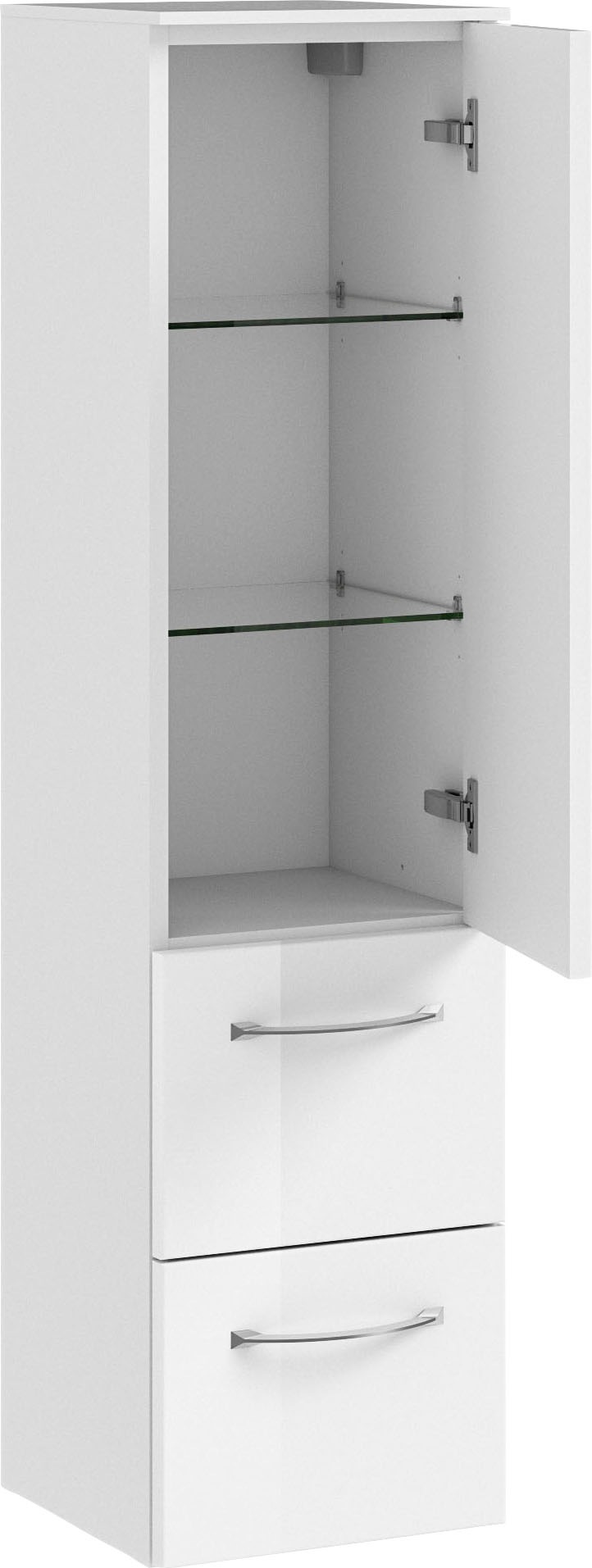 Saphir Badmöbel-Set »6005 Sprint 4-teilig, Keramik-Waschtisch mit LED-Spiegelschrank«, (5 St.), Unterschrank, Midischrank, inkl. Türdämpfer, 5 Türen, 5 Schubladen