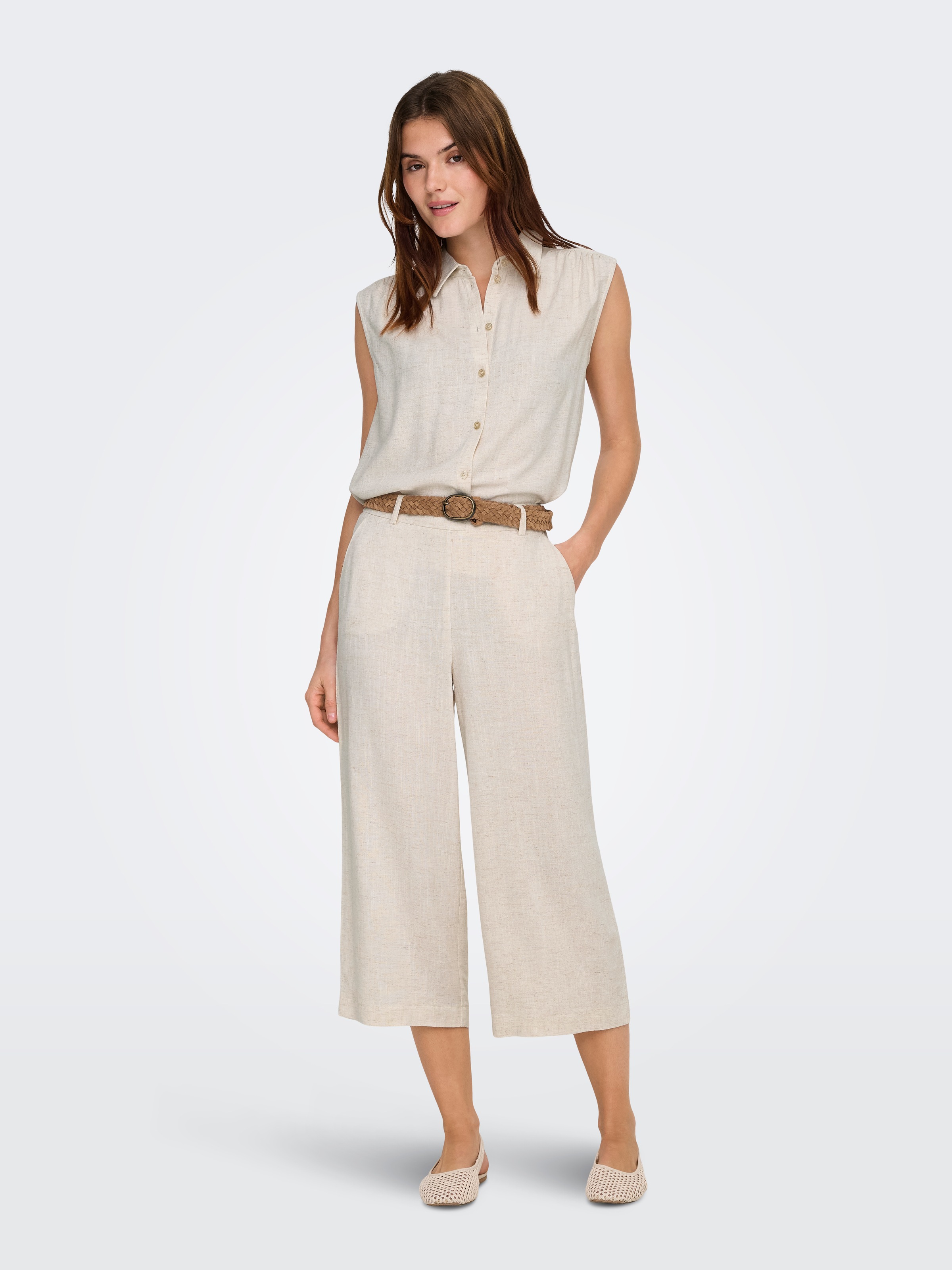 ONLY Culotte »ONLSIESTA HW LIN BL CLEAN CULOT PNT NOOS«  mit Leinen