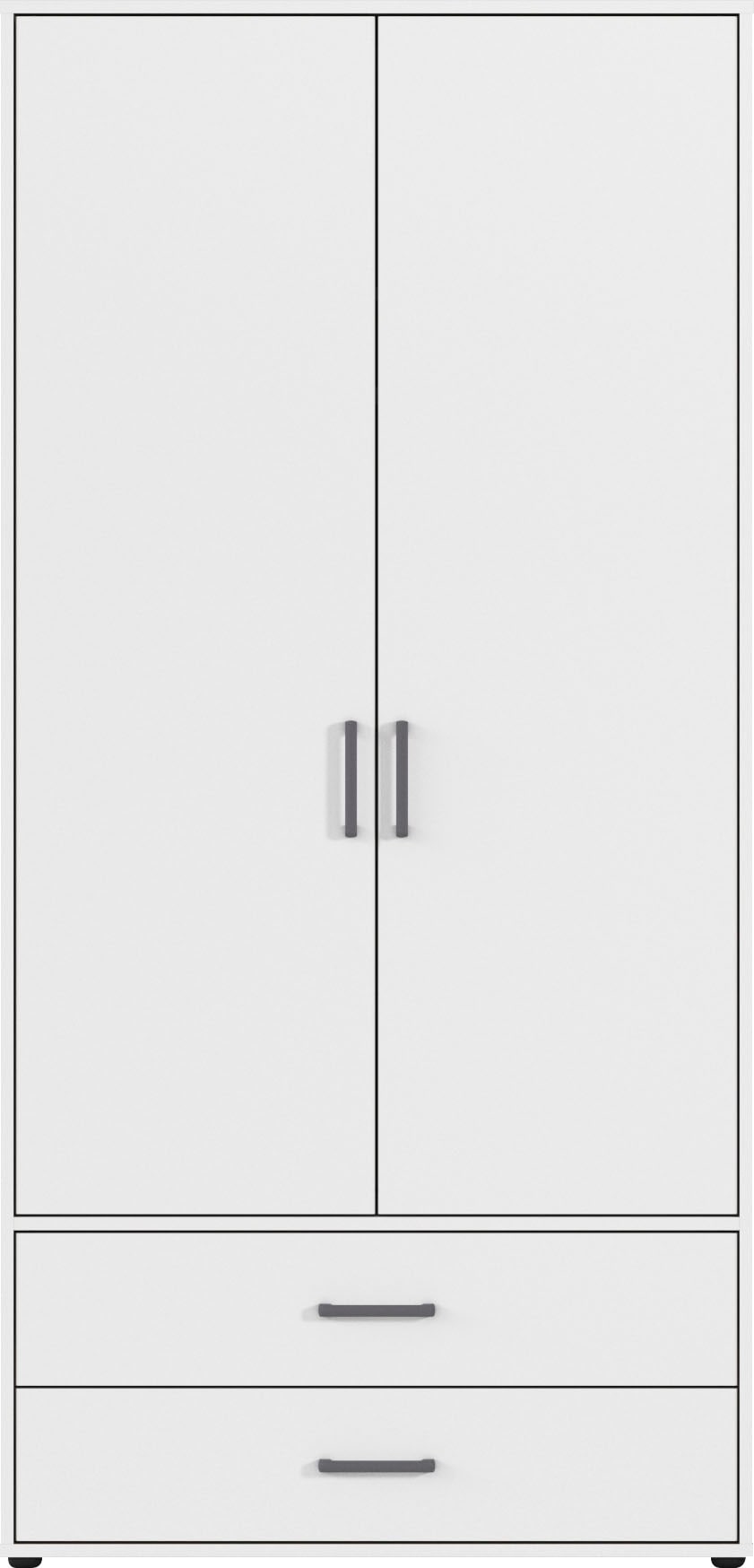 rauch Kleiderschrank »Drehtürenschrank Schrank Garderobe Wäscheschrank VOYAGER« in 3 verschiedenen Ausstattungen BASIC/CLASSIC/PREMIUM,  mit 2 modernen Griffvarianten, mit Außenschubladen MADE IN GERMANY