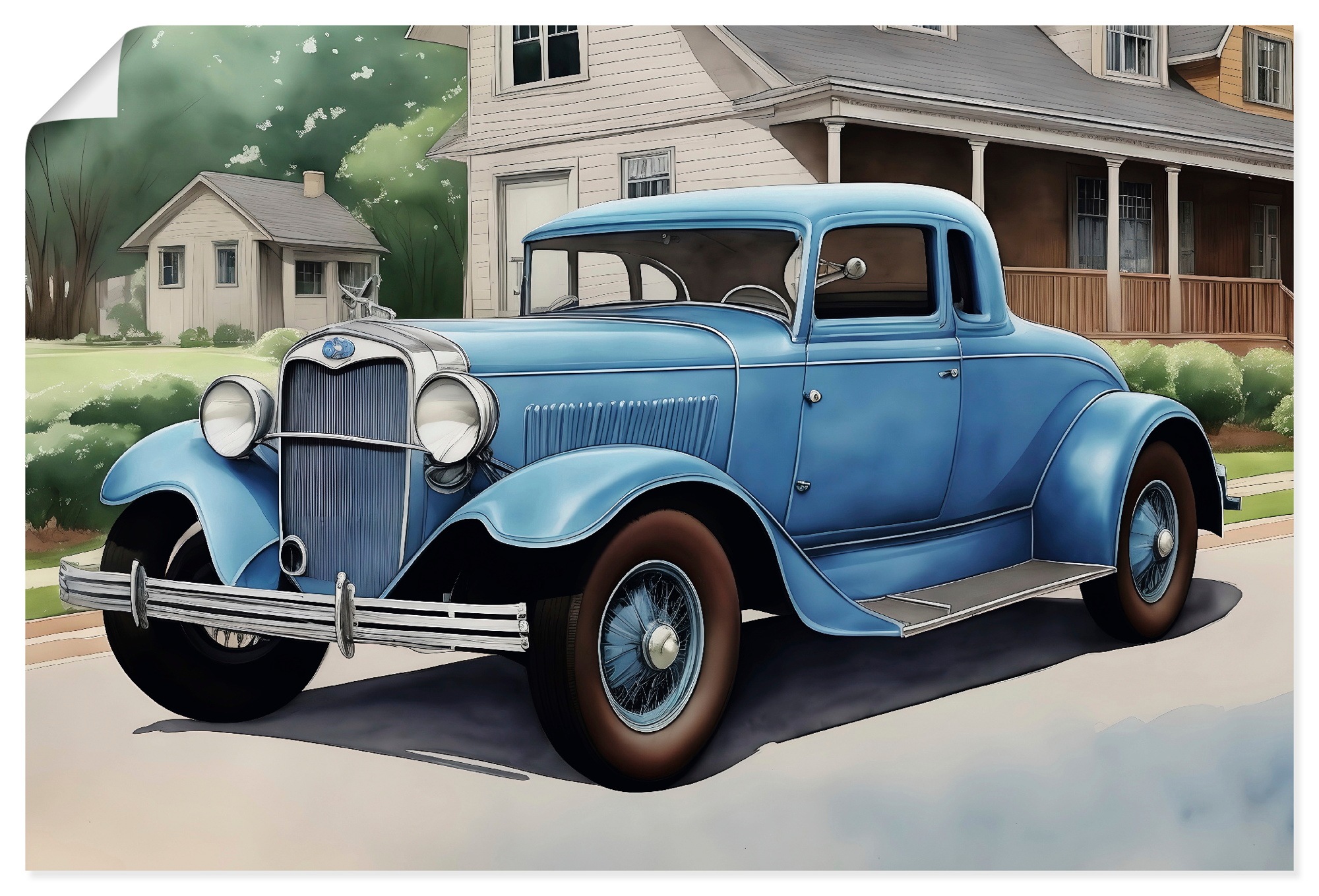 Wandbild ARTLAND "Blauer Oldtimer der 1930er Jahre", farbe bild(er): blau, B:60cm H:40cm