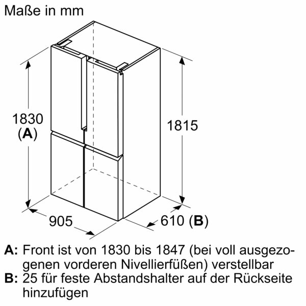 SIEMENS French Door »KF96NVPEA«, KF96NVPEA, 183 cm hoch, 91 cm breit, noFrost für ein frostfreies Gefrierfach