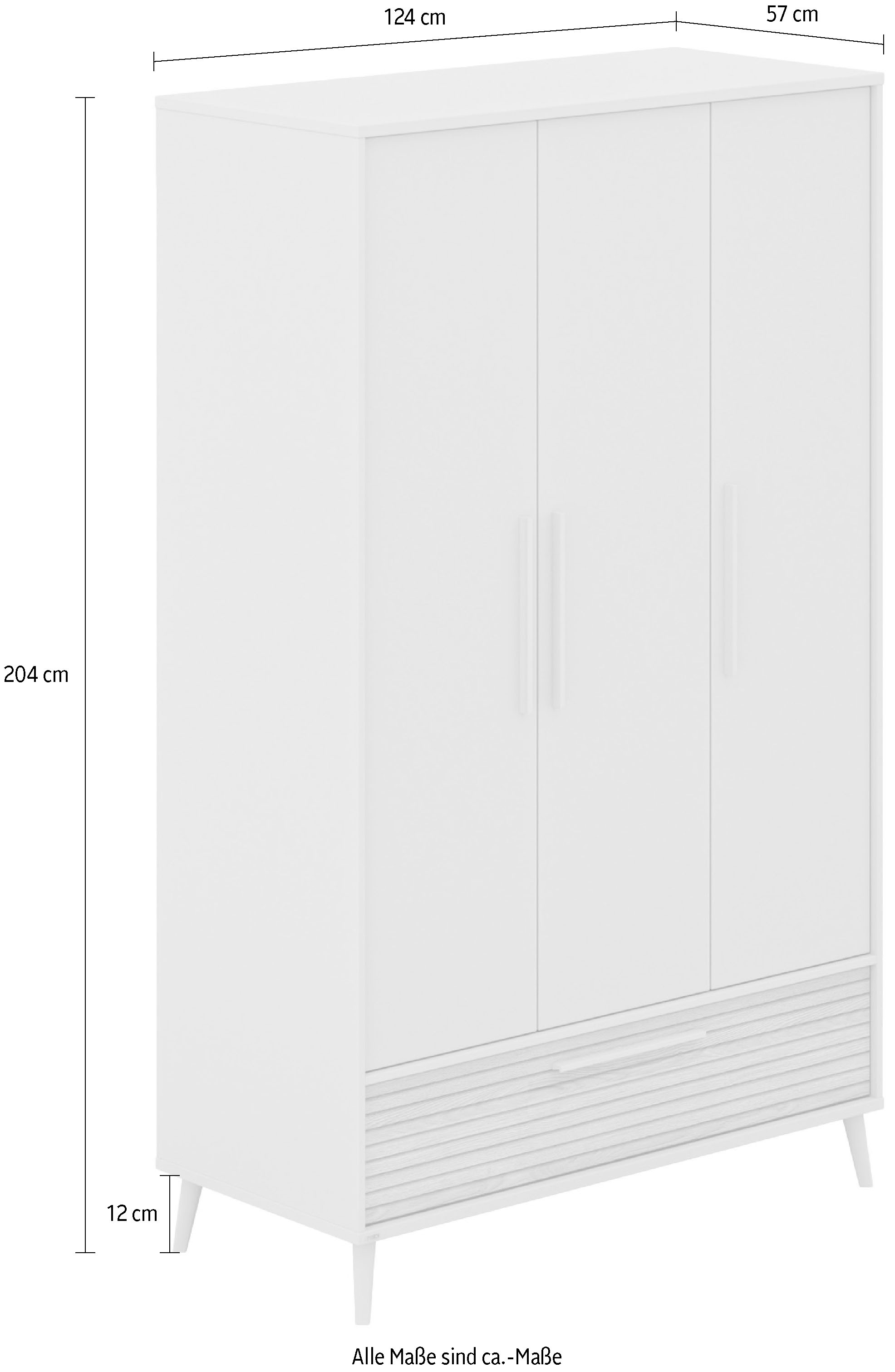 PAIDI Drehtürenschrank »EEFJE Kleiderschrank in modernem Design, Cashmere-Beige mit Groovy-Oak«, (B/H/T ca. 124x204x57cm) maximaler Stauraum), mit großer Schublade, Einlegeböden variabel, zwei Kleiderstangen