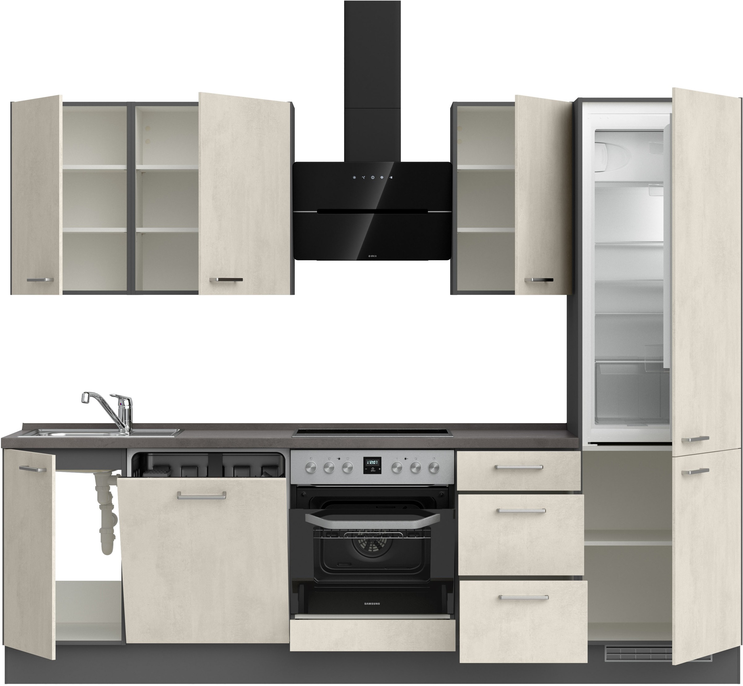 nobilia® Küchenzeile »"Riva II"«, vormontiert, Ausrichtung wählbar, Breite 270 cm, wahlw. mit E-Geräten