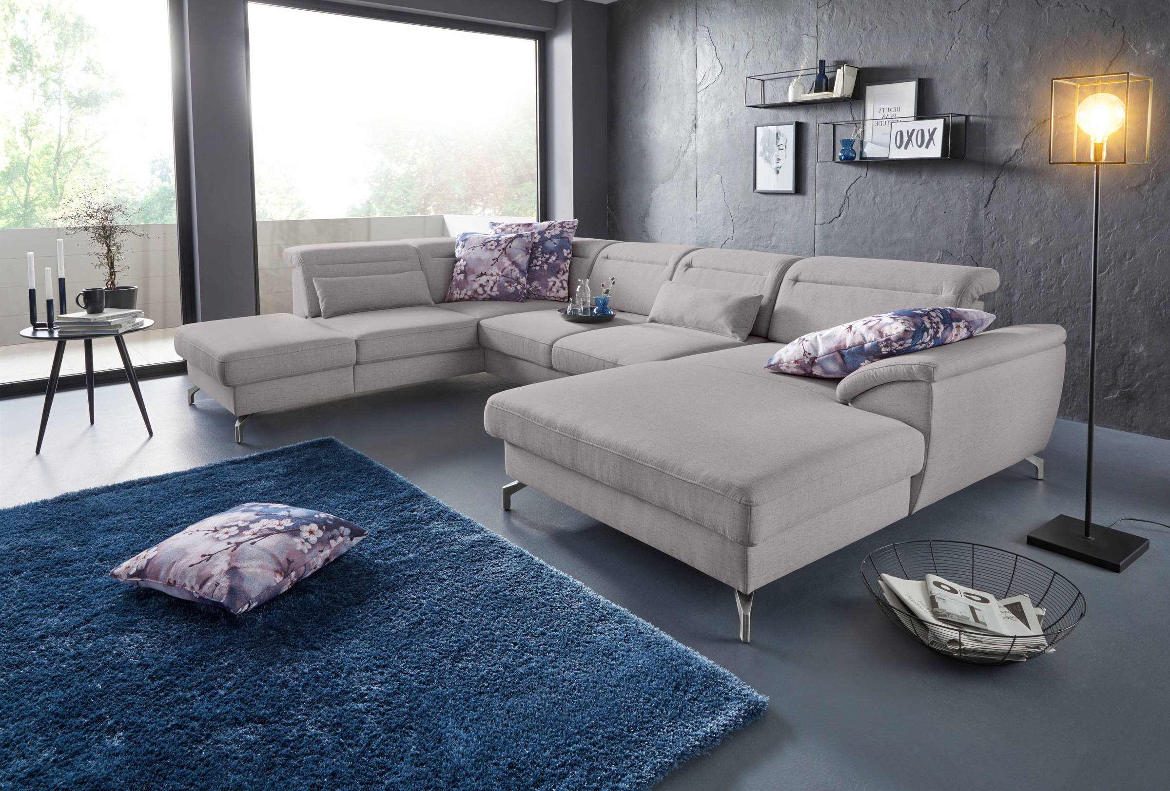 sit&more Wohnlandschaft »Percy U-Form« 12 cm Fußhöhe, Sitztiefenverstellung günstig online kaufen