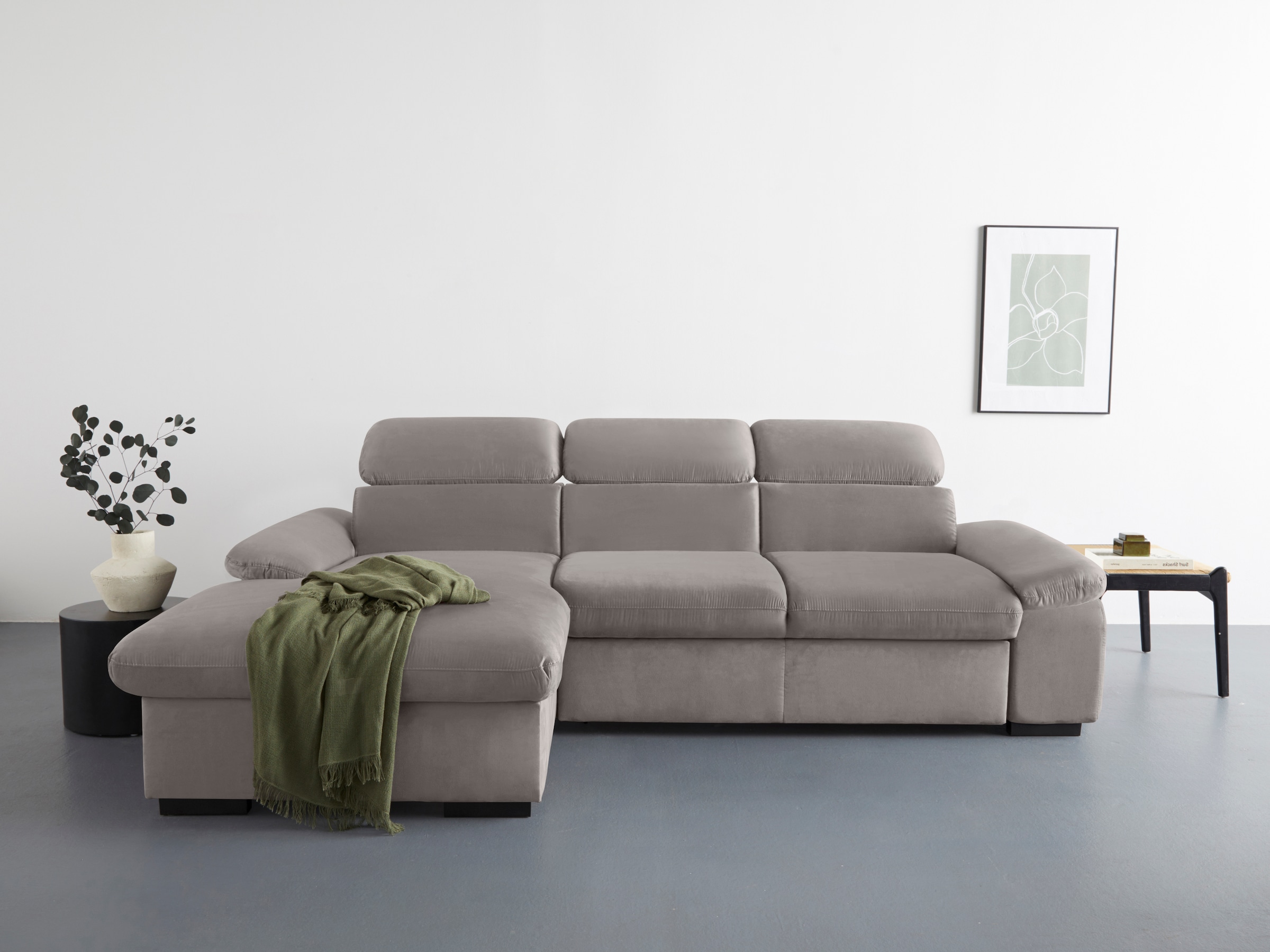 COTTA Ecksofa »Lola L-Form mit Kopfteilfunktion & Hocker« wahlweise mit Bet günstig online kaufen