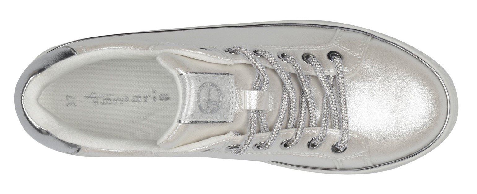 Tamaris Plateausneaker, Freizeitschuh, Halbschuh, Schnürschuh, Kontrastbesatz an der Ferse
