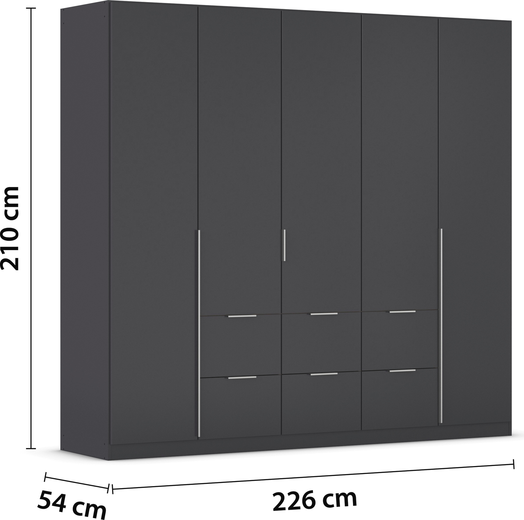 OTTO home Drehtürenschrank »Kleiderschrank Schrank Garderobe AGORDO mit Dekor- oder Hochglanzfront« in zwei Griff-Farben, Breite 226 cm,  mit Außenschubkästen, Serie in 7 Breiten und 2 Höhen MADE IN GERMANY