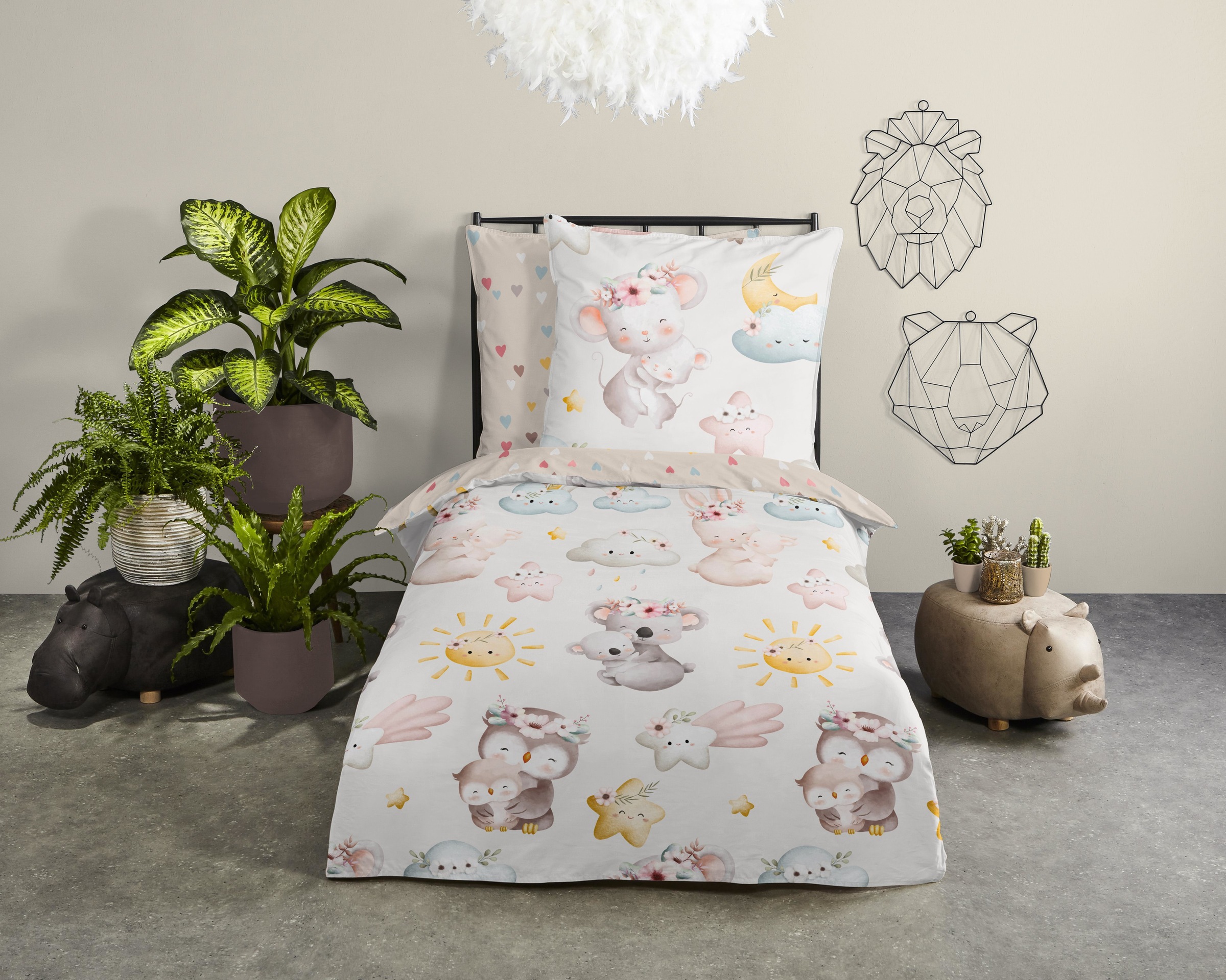 good morning Babybettwäsche »Hugss«, Baumwolle, Renforcé, 2 Teilig, Wendeop günstig online kaufen