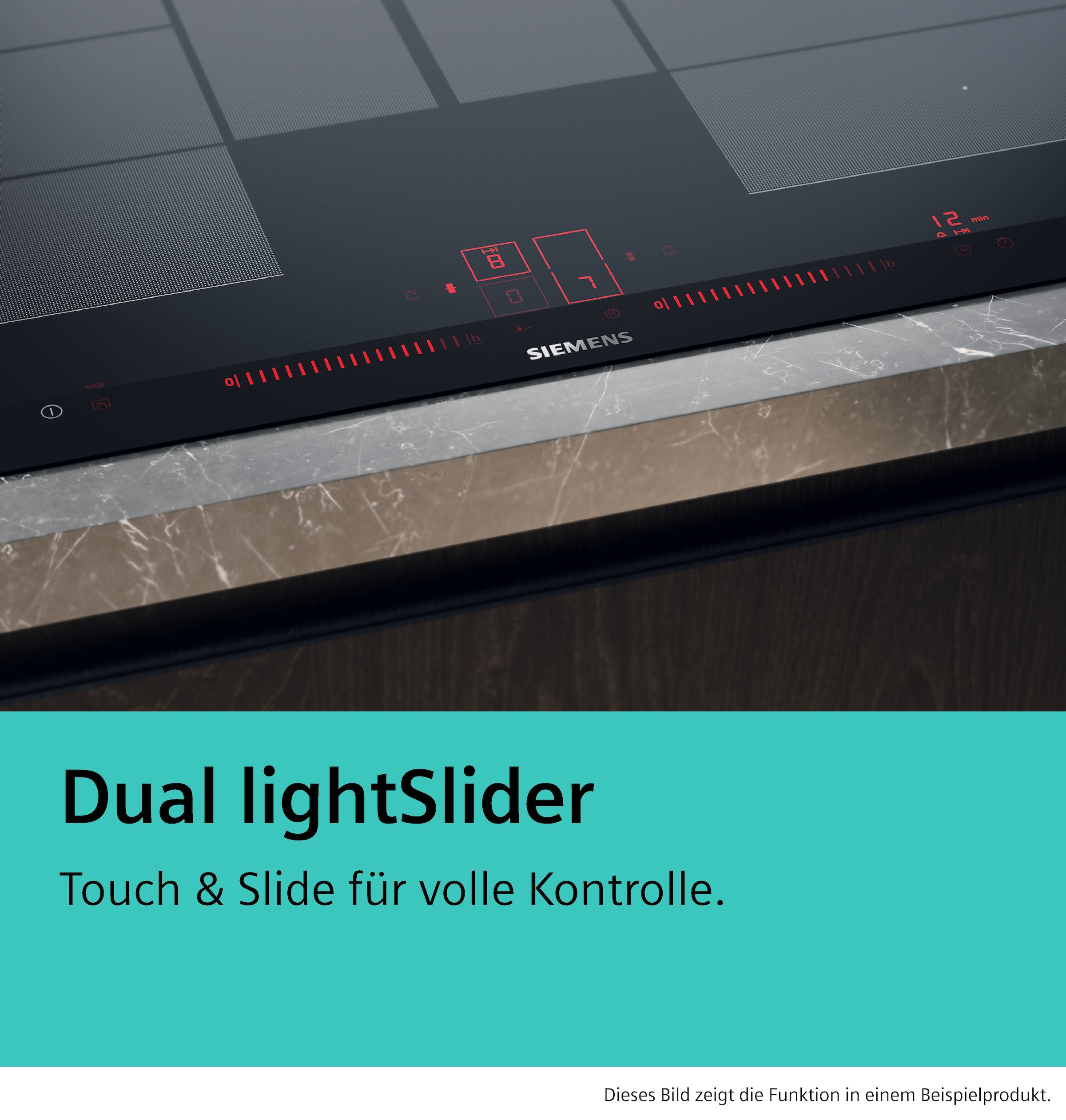 SIEMENS Flex-Induktions-Kochfeld »EX875LYC1E« Flexible varioInduktion Plus & intuitive Dual lightSlider-Bedienung