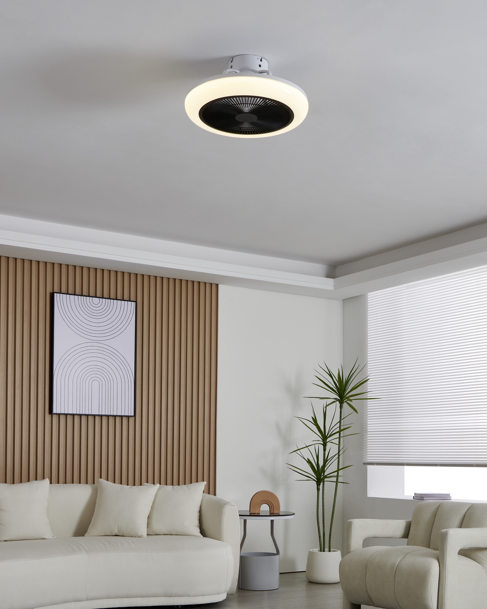 EGLO LED Deckenleuchte »KOSTRENA Leuchte und Ventilator - ABS - LED - 3X8,5W - IP20« LED-Modul 1 Stk. Kaltweiß | Neutralweiß | Warmweiß Deckenventilator, Deckenleuchte, Wohnzimmer, Schlafzimmer, H19xØ45,5cm