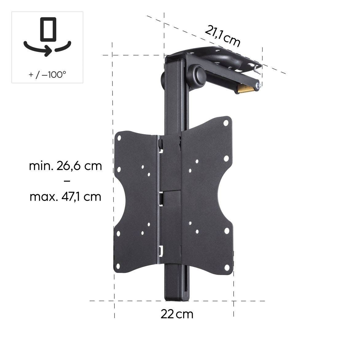 Hama TV-Deckenhalterung »Halterung, schwenkbar, neigbar, ausziehbar von 94 - 191 cm (37" - 75")«, bis 117 cm Zoll, max. 45 kg, 43", 50", 55", 65"