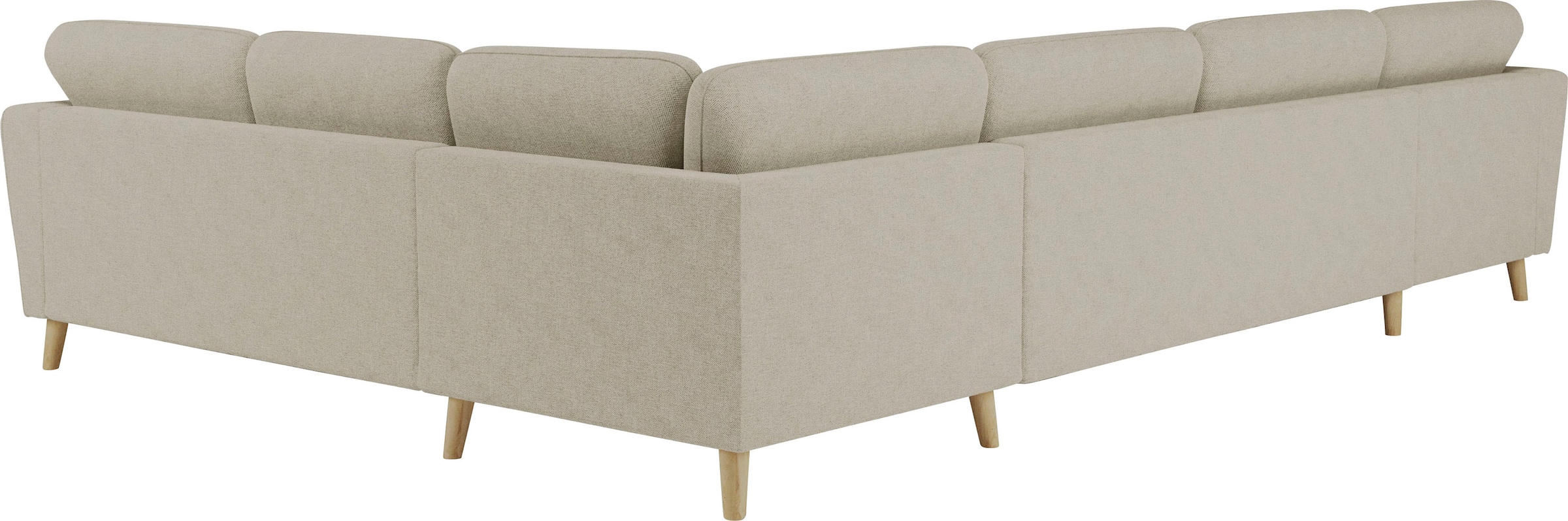 Home affaire Wohnlandschaft »MARSEILLE XXL 349cm, U-Form, Ottomane rechts/links wählbar«, Massivholzbeine Eiche, Landhausstil, Wellenunterfederung