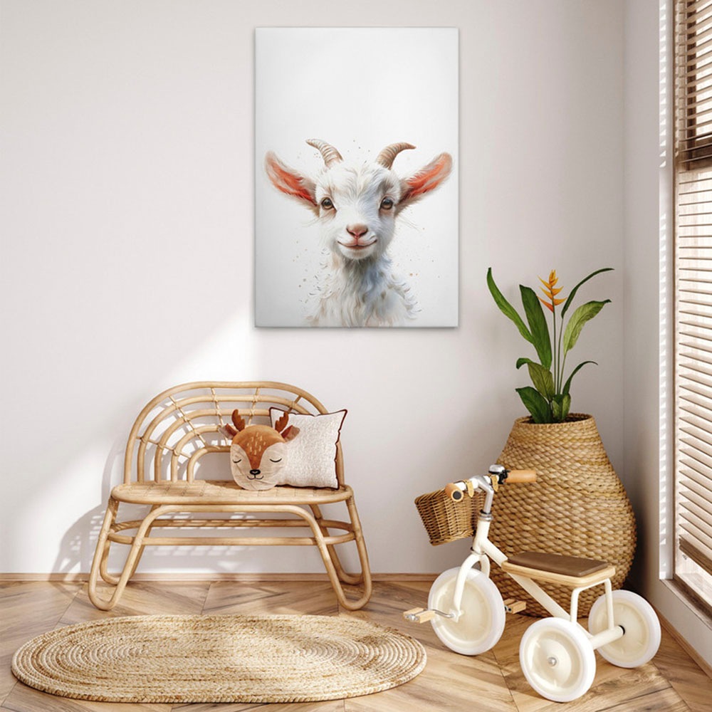 A.S. Création Leinwandbild »Baby Billy Goat - Wandbild Weiß Beige Keilrahme günstig online kaufen