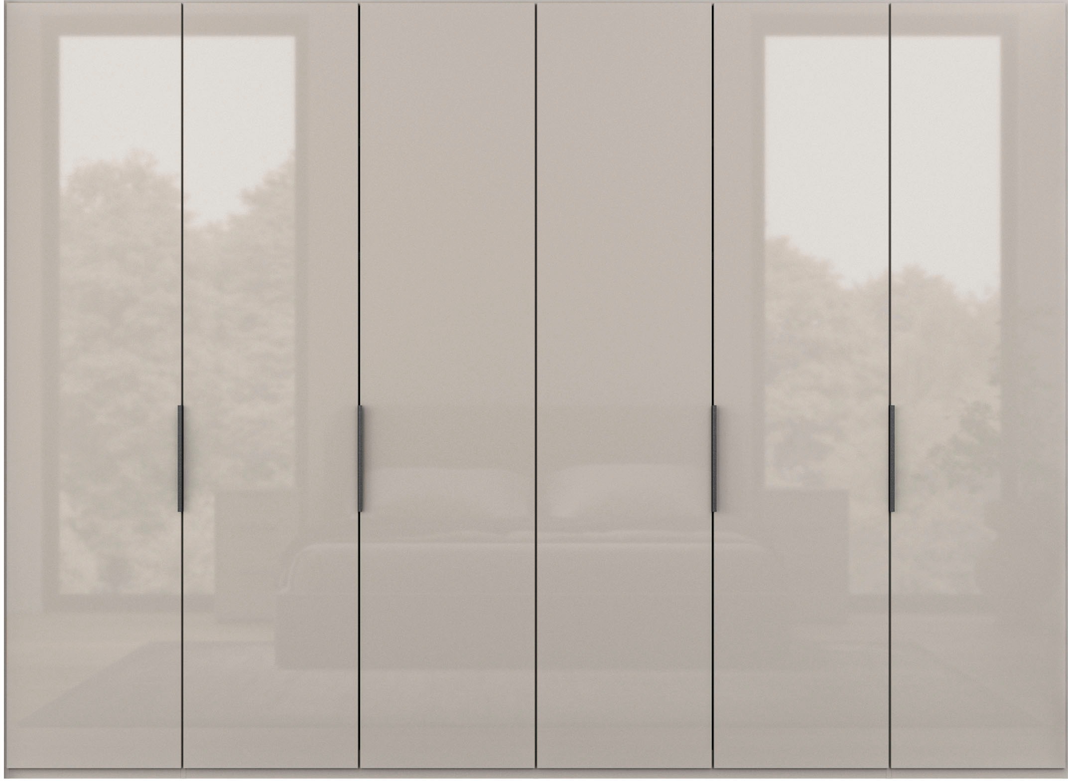WIEMANN Falttürenschrank »Ohio, Kleiderschrank, Schrank, Garderobe, mit Glasfront, 300 cm« inklusive Einlegeböden & Kleiderstangen, 2 Höhen, MADE IN GERMANY,  inklusive Türdämpfung, hochwertige Glasfront