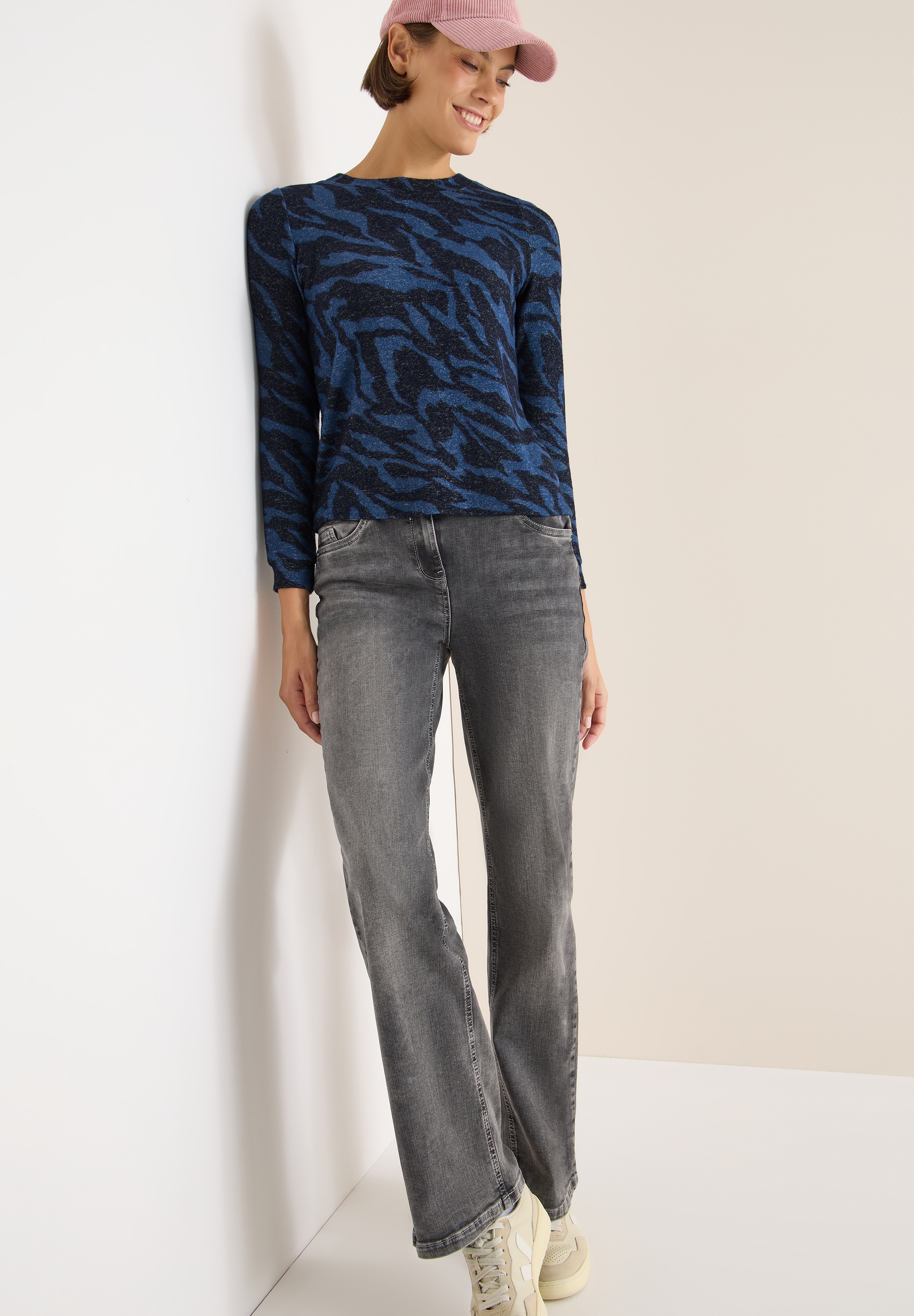 Cecil Sweater, mit Animal-Print und in Melange-Optik