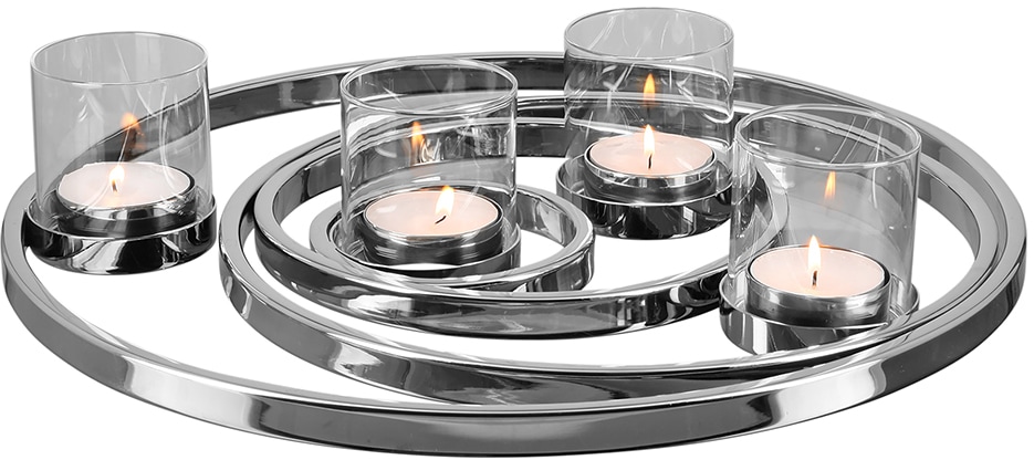 Fink Kerzenhalter »UNIVERSE, Weihnachtsdeko«, (1 St.), aus Edelstahl und Glas, 4-flammig, Adventsleuchter