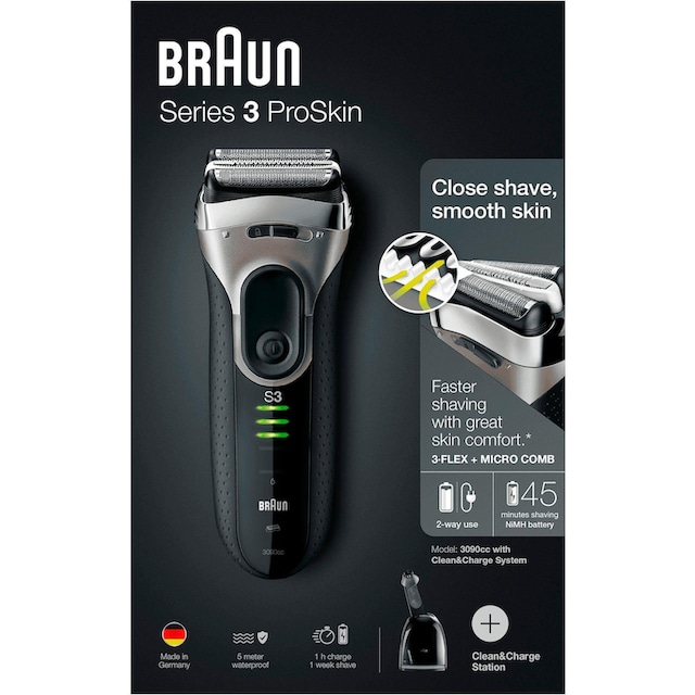 Braun Elektrorasierer »Series 3 ProSkin 3090c«, Clean&Charge-Station bequem  kaufen