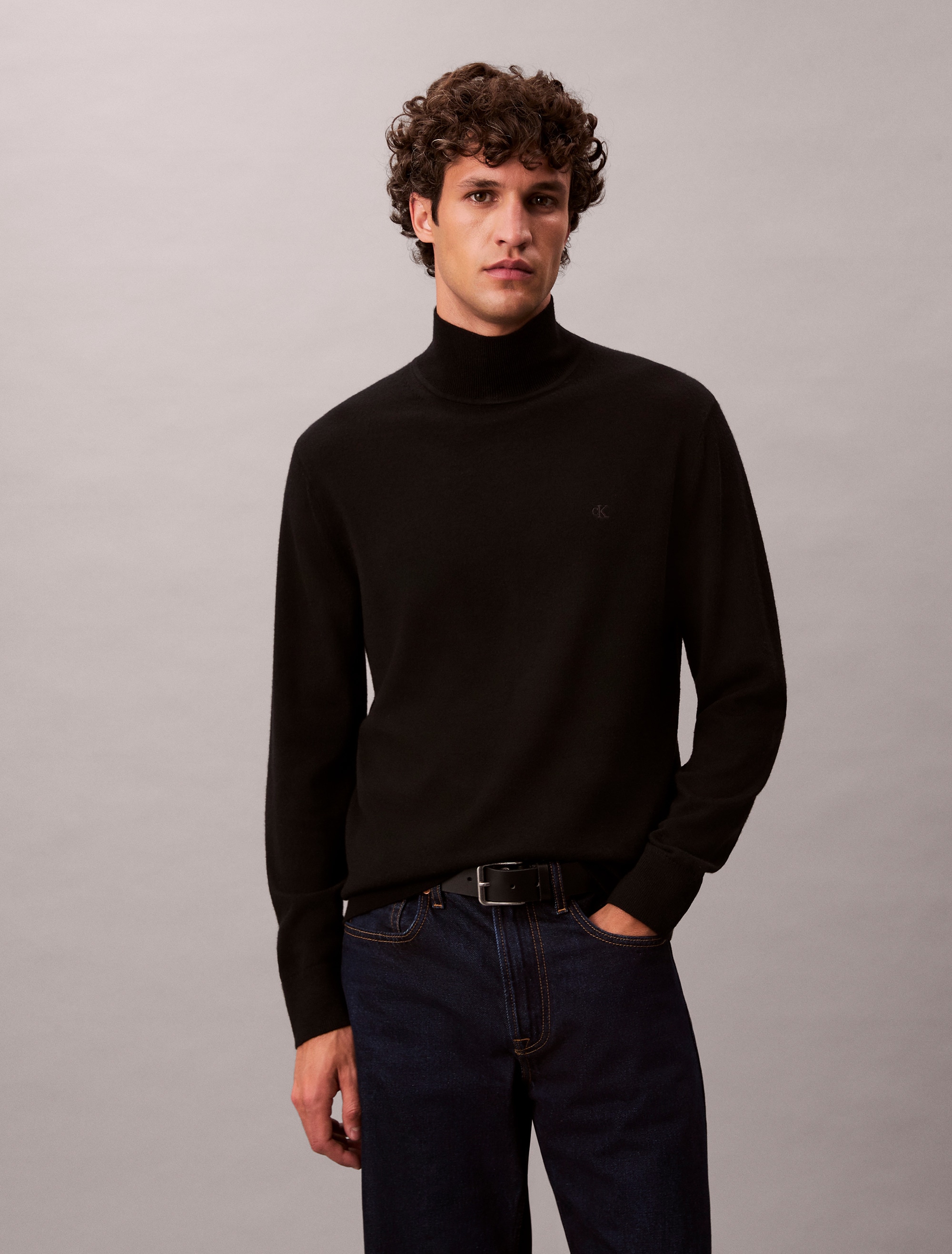 Calvin Klein Stehkragenpullover »LS MERINO MOCK NECK SWTR 14GG« Mit Rundhalsausschnitt, regular fit