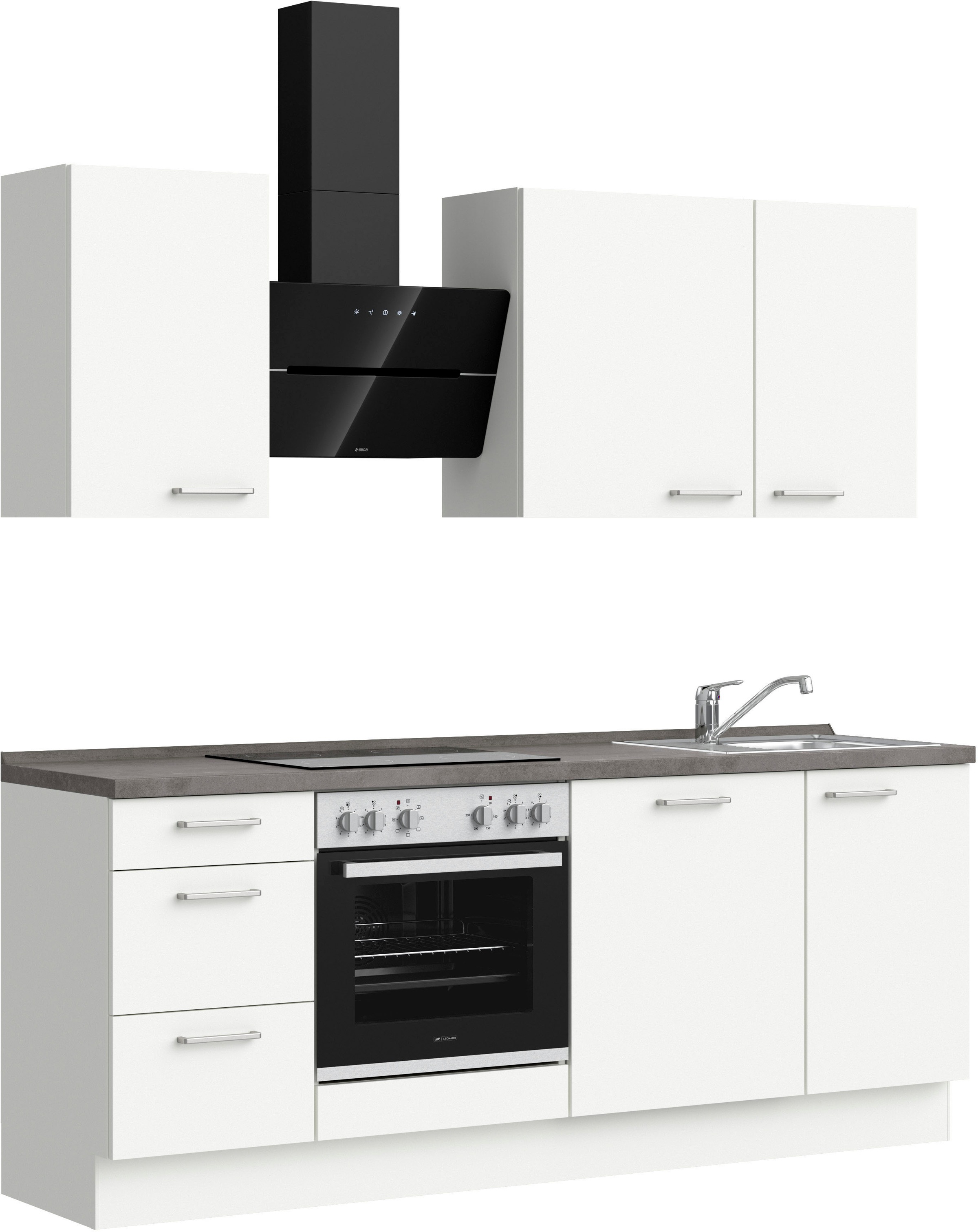 nobilia® Küchenzeile »"Touch II"«, vormontiert, Ausrichtung wählbar, Breite 210 cm, wahlw. mit E-Geräten