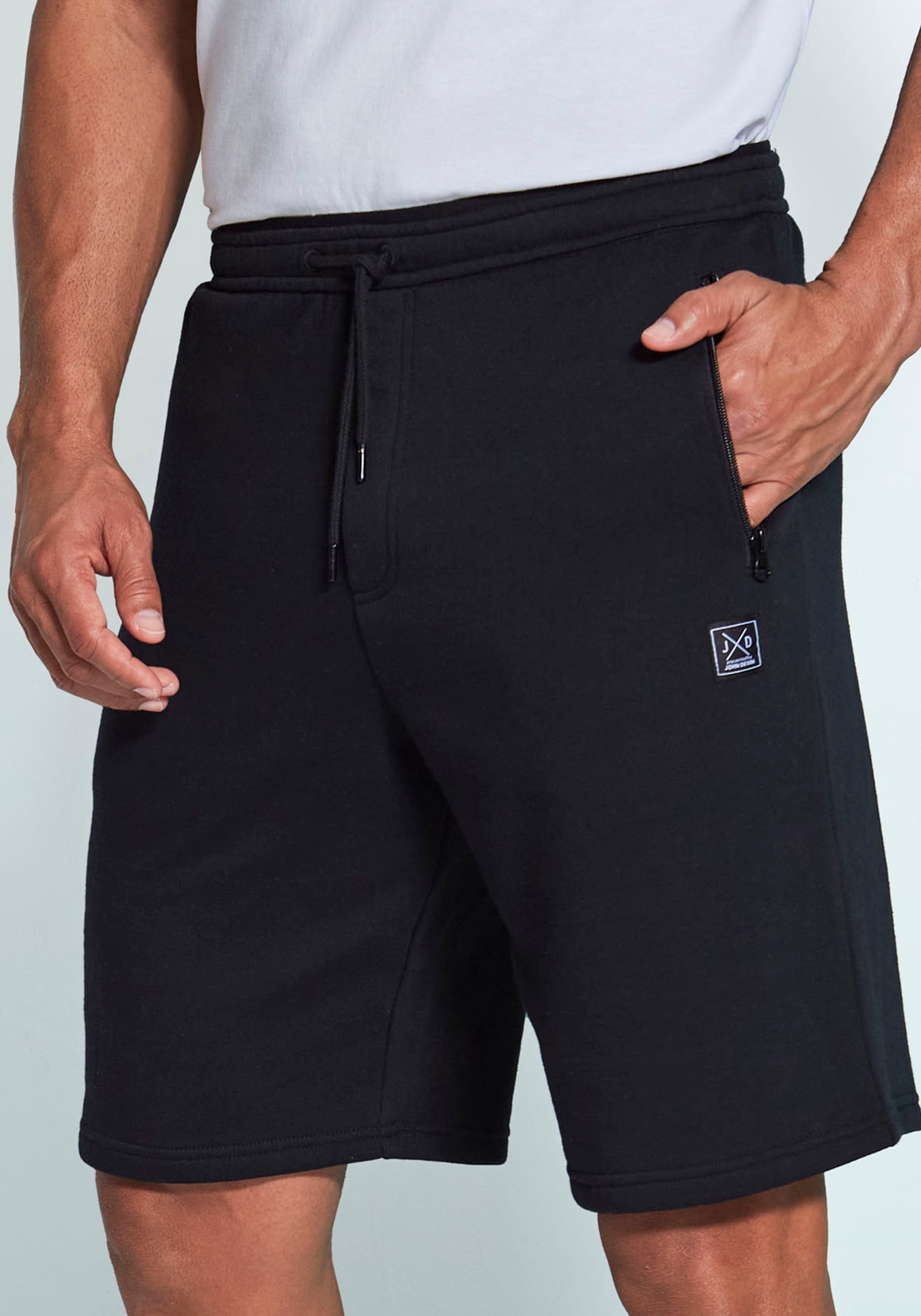 John Devin Sweatshorts, seitliche Taschen mit schwarzem Reißverschluss