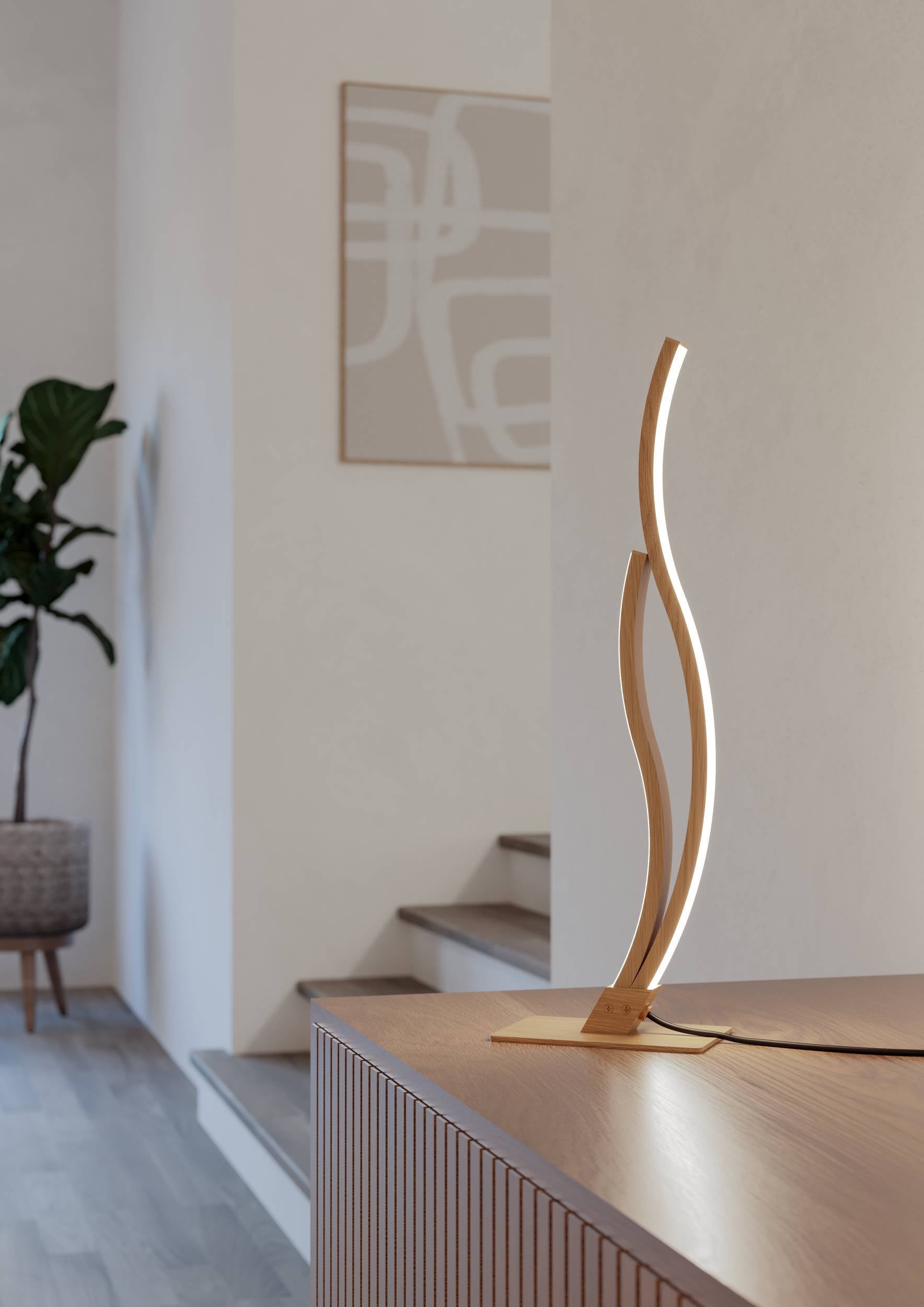 EGLO Tischleuchte »Grisolia Nachttischlampe, Tischlampe, Metall und Kunststoff, Lampe« LED-Modul 1 Stk. Neutralweiß Tischleuchte - H45,5 cm - braun - 12W inkl.