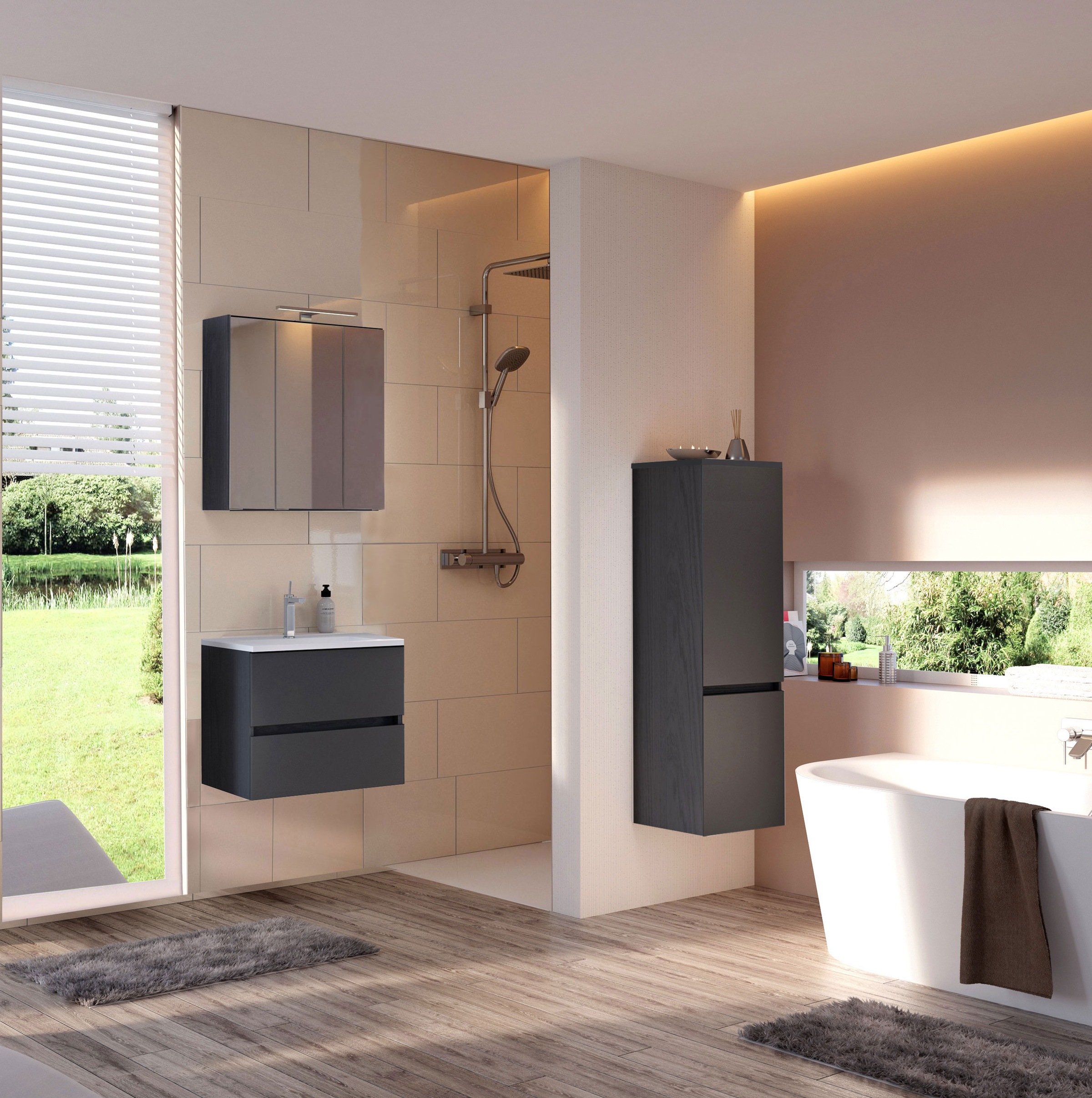 welltime Badmöbel-Set »Welltime Möbel Baabe Waschtisch-Set 3tlg. oder 5tlg. günstig online kaufen