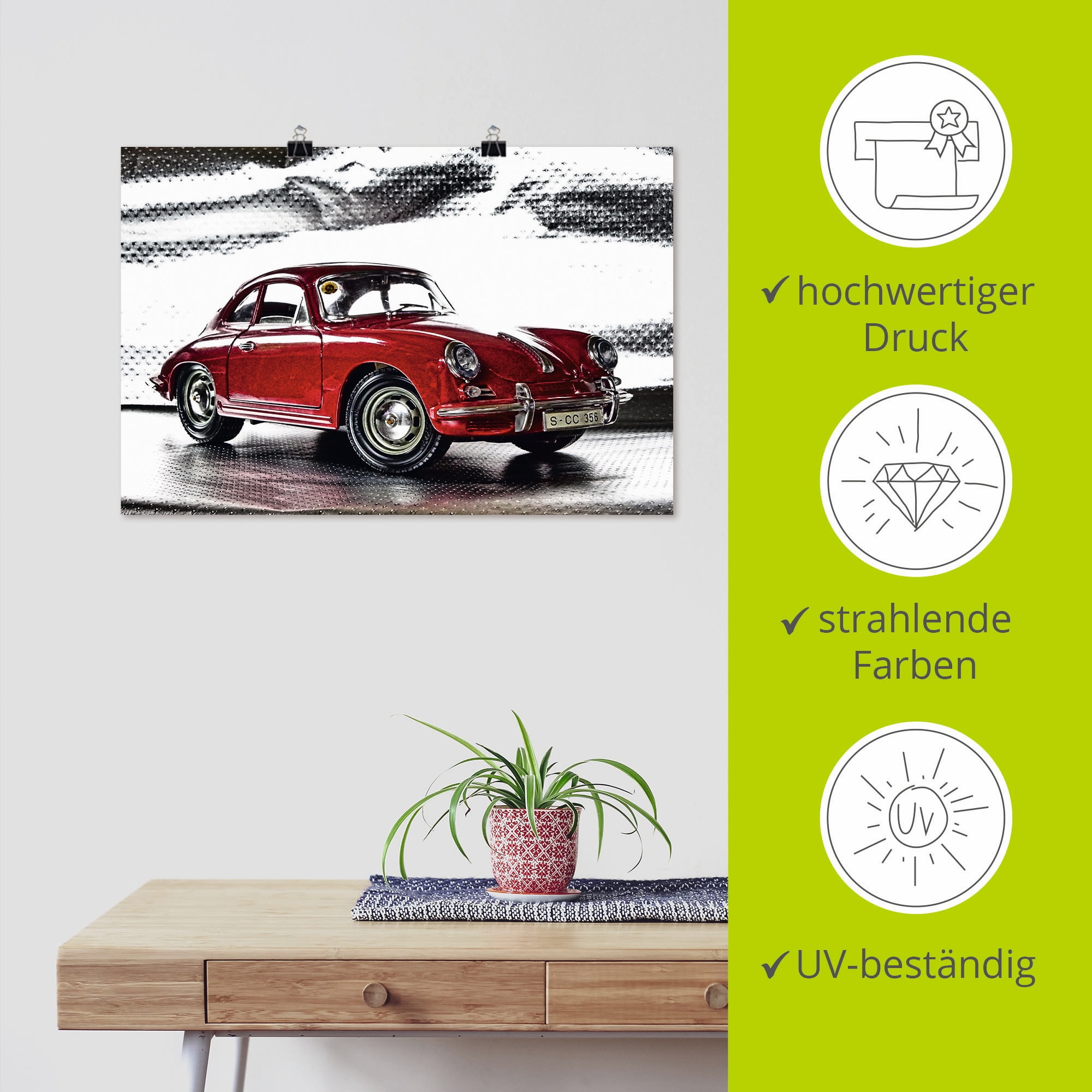 Artland Wandbild »Klassiker - Der Porsche 356«, Auto, (1 St.), als Alubild, Outdoorbild, Leinwandbild, Poster, Wandaufkleber