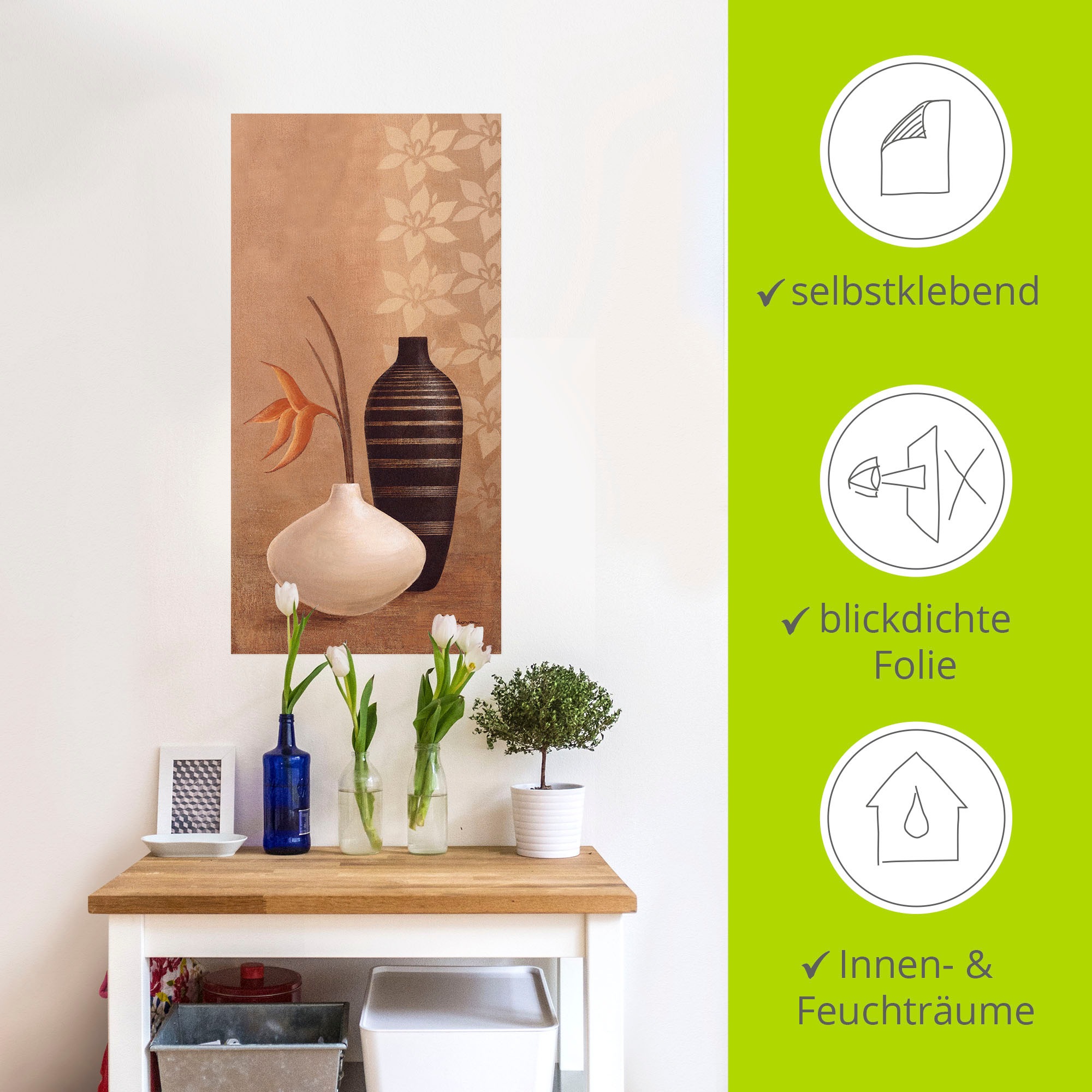 Artland Wandbild »Bauschige Vasen«, Vasen & Töpfe, (1 St.), als Leinwandbild, Poster, Wandaufkleber in verschied. Größen