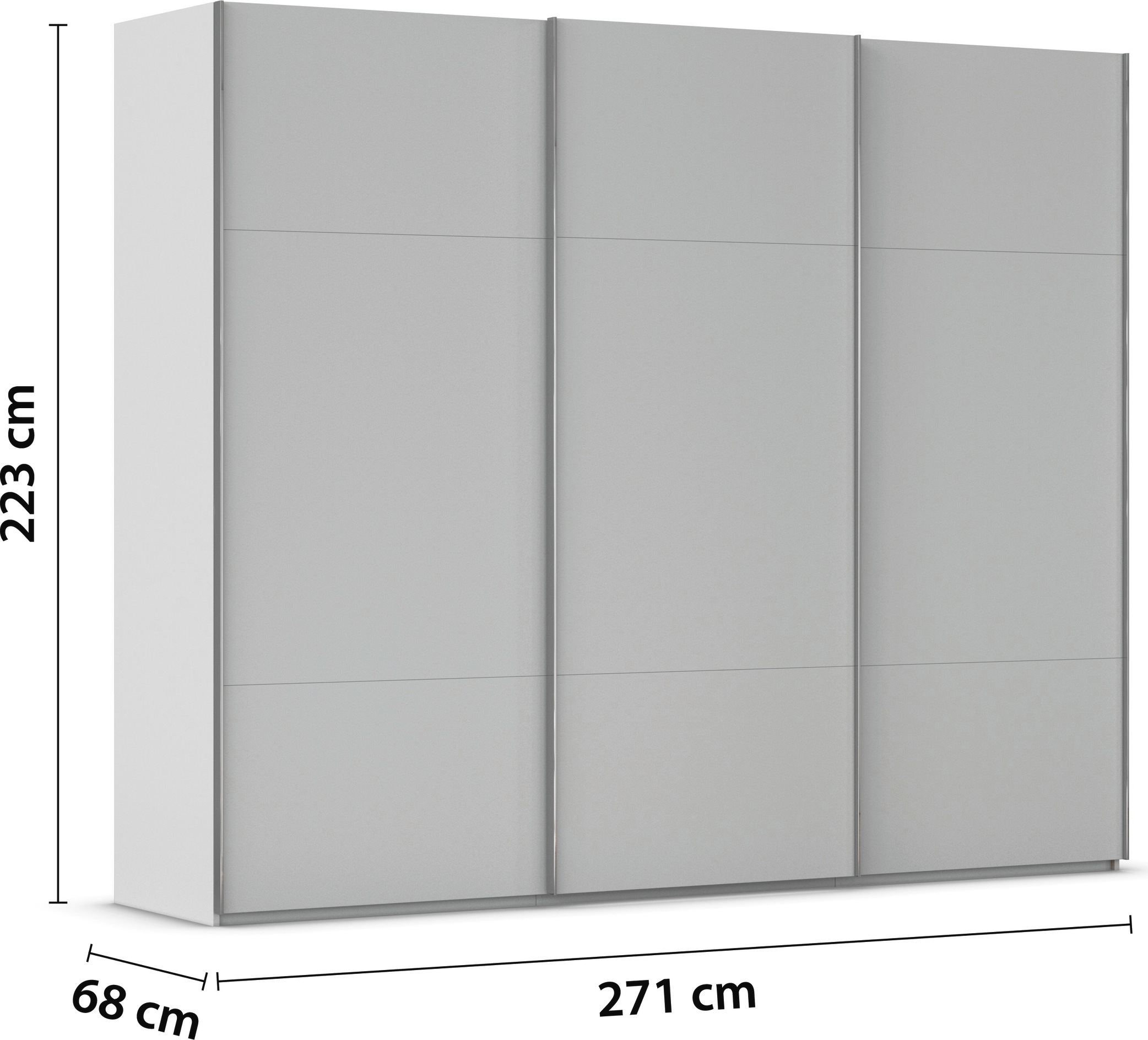 rauch Schwebetürenschrank »Kleiderschrank Schrank Garderobe Schlafzimmerschrank CONTIDO«, (in 3 verschiedenen Ausstattungen BASIC/CLASSIC/PREMIUM), aus hochwertigem Material in 6 Breiten 2 Griff-Farben MADE IN GERMANY