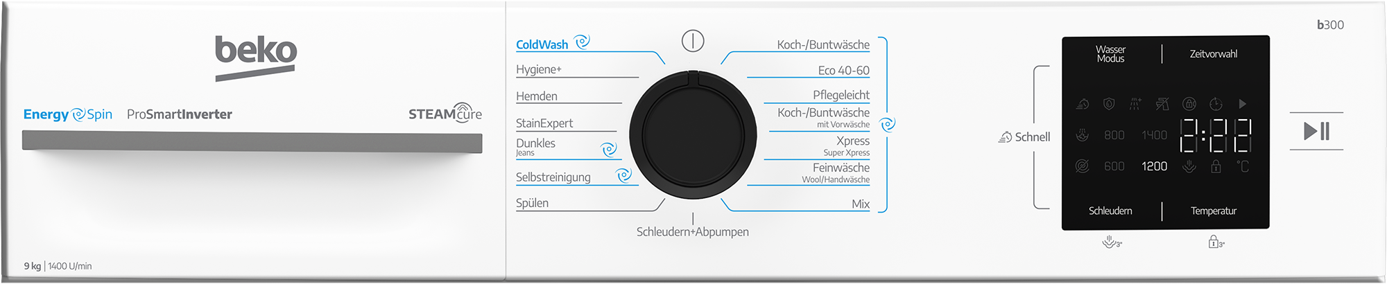 BEKO Waschmaschine »BM3WFU3941X« 9 kg 1400 U/min EnergySpin – optimierte Waschbewegungen für gründliche Reinigung.