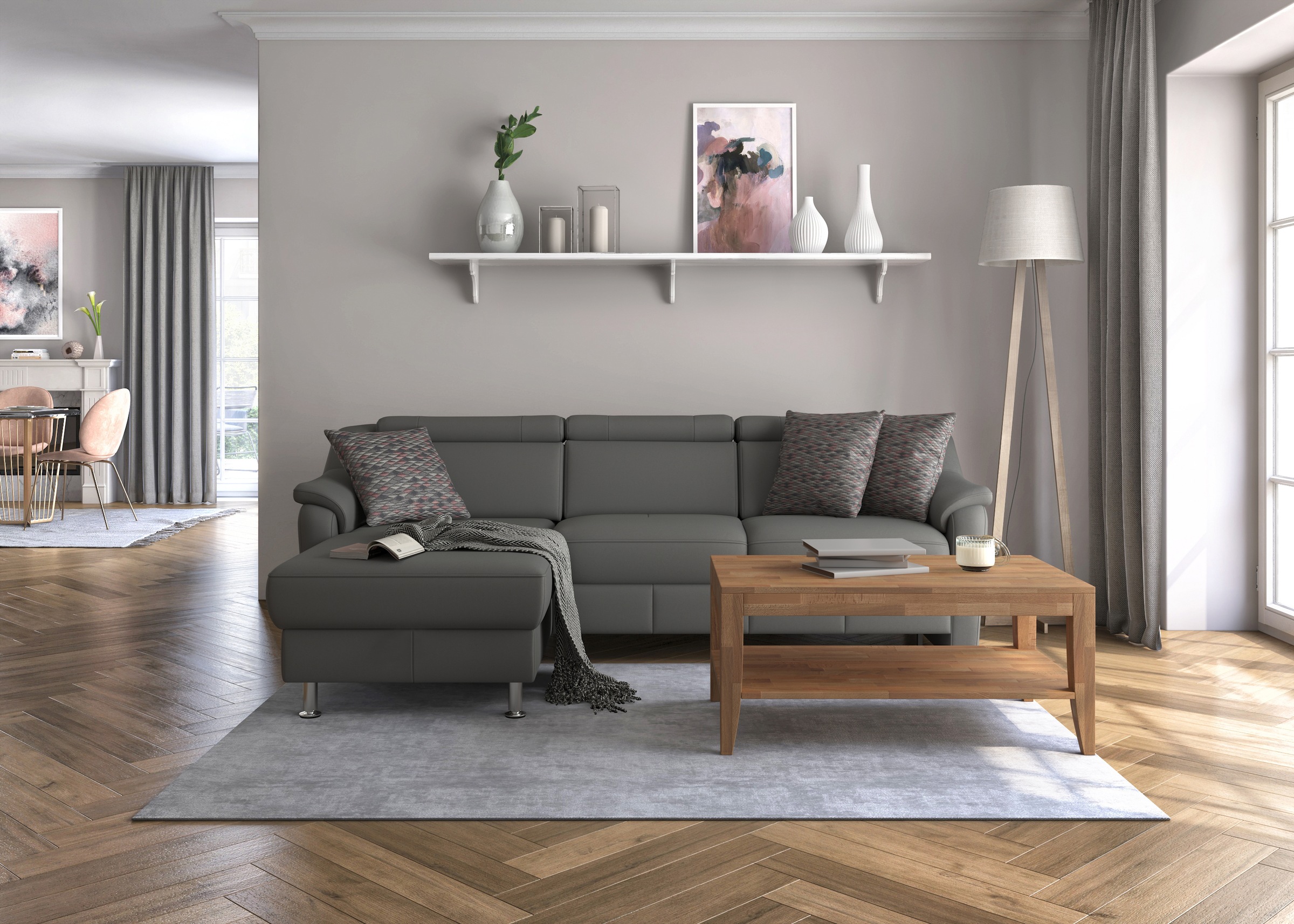 sit&more Ecksofa »Freetown L-Form«, inklusive Kopfteilverstellung und komfortablem Federkern