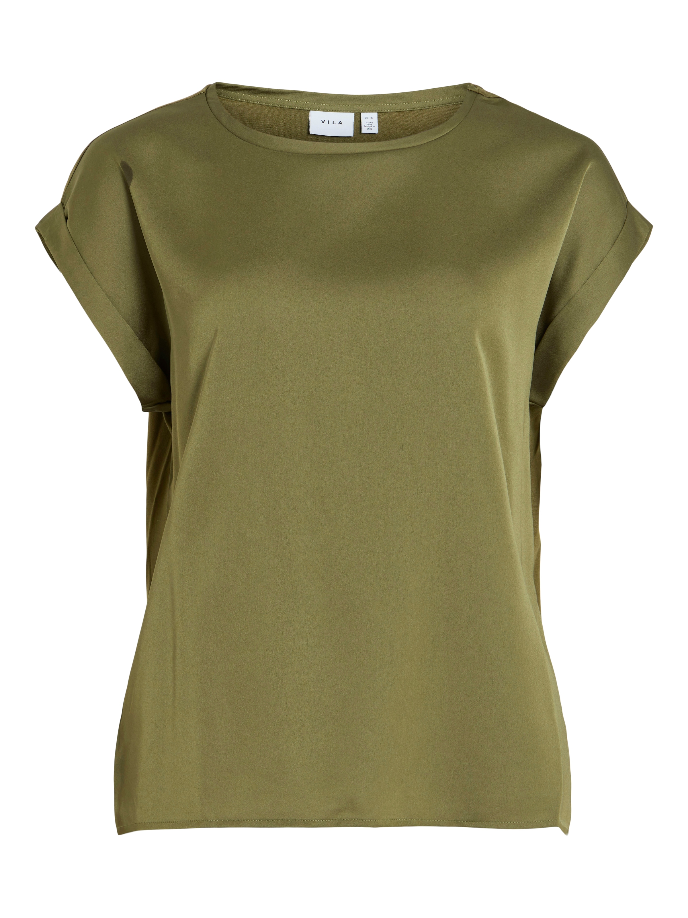 Vila Kurzarmshirt »VIELLETTE S/S SATIN TOP - NOOS«, Satin Optik
