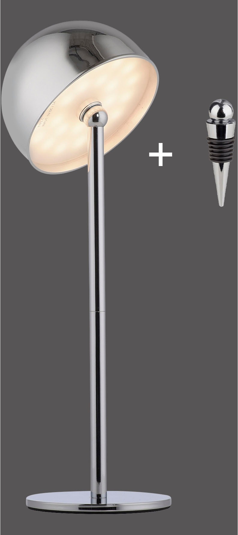 my home Tischleuchte »Akku Tischleuchte Hesper Indoor Outdoor, magnetischer Flaschenaufsatz«, 1 flammig, Leuchtmittel LED-Board | LED fest integriert, Pilzlampe Flaschenaufsatz, Regulierung der Lichtstärke, Pilz, Lampe