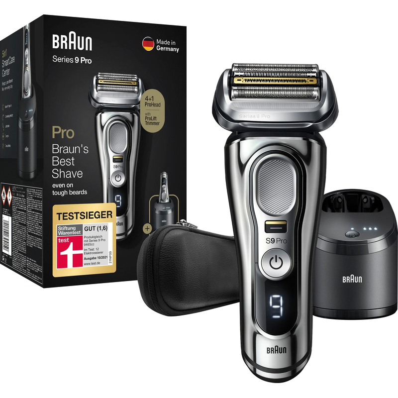 BRAUN Elektrorasierer »Series 9 Pro 9466cc« 5-Stufen-Reinigungs- und Ladestation 1 Stk. Aufsätze Wet&Dry, 4+1 Scherkopf silberfarben Mit 5 Jahren...