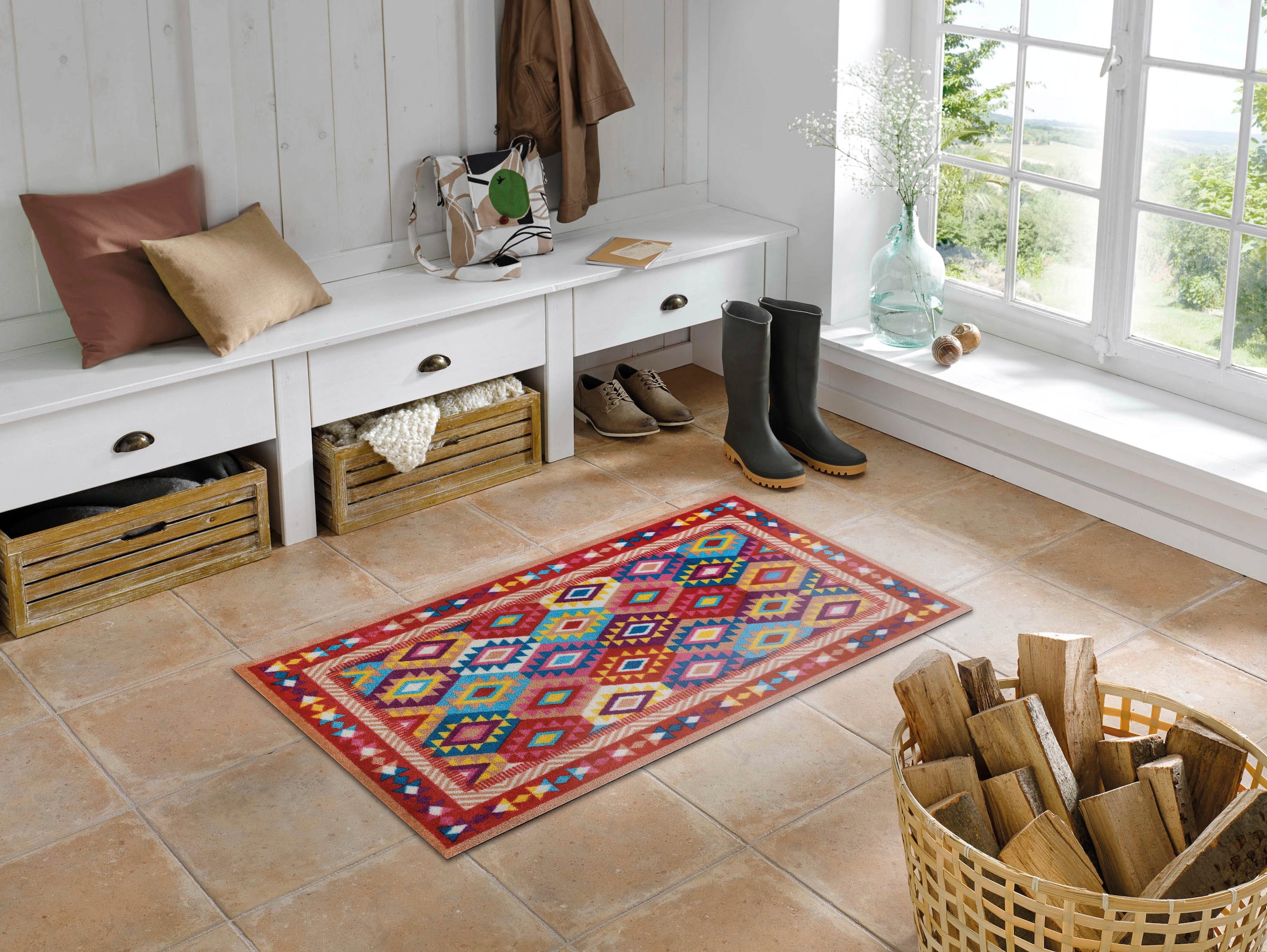 wash+dry by Kleen-Tex Teppich »Santa Fe«, rechteckig, 9 mm Höhe, In- und Outdoor geeignet, waschbar, Wohnzimmer