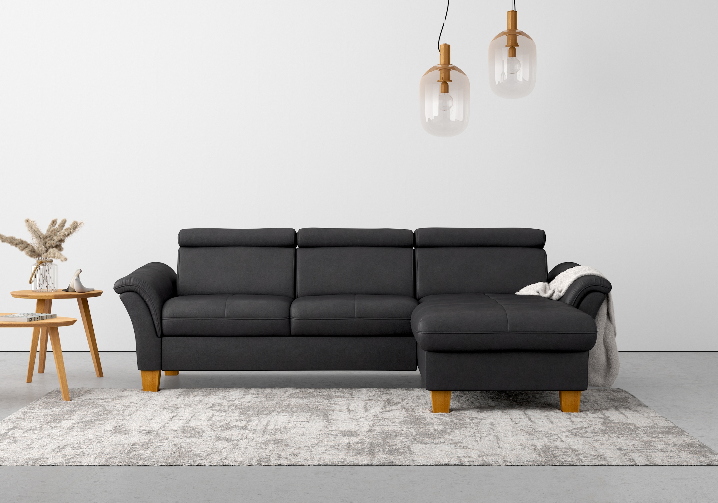 Home affaire Ecksofa »Lindgren L-Form«, wahlweise mit Bett mit klappbaren Rollen, Kasten und Kopfverstellung