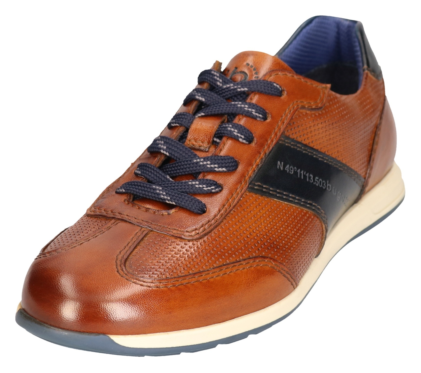 Slip-On Sneaker, Halbschuh, Slipper, Businessschuh mit Kontrastbesatz, Gr. 43, cognac used