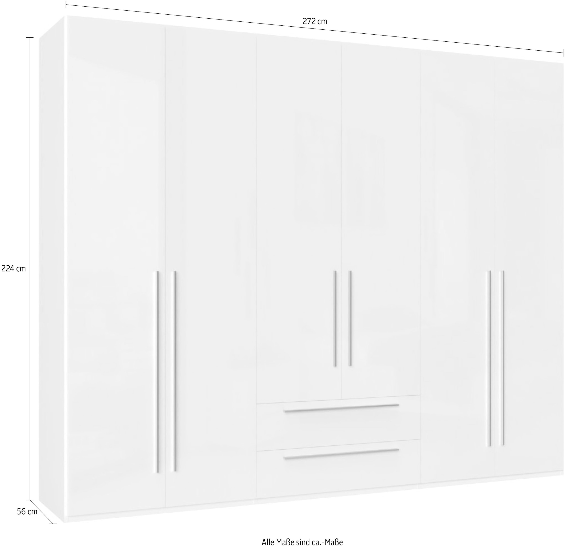 Places of Style Kleiderschrank »Piano, UV lackiert, hochglänzend in beige oder weiß, FSC-zertifiziert«, (Made in Europe), in vielen Breiten, Höhe 224cm, mit Soft-Close Funktion, 2 Schubladen