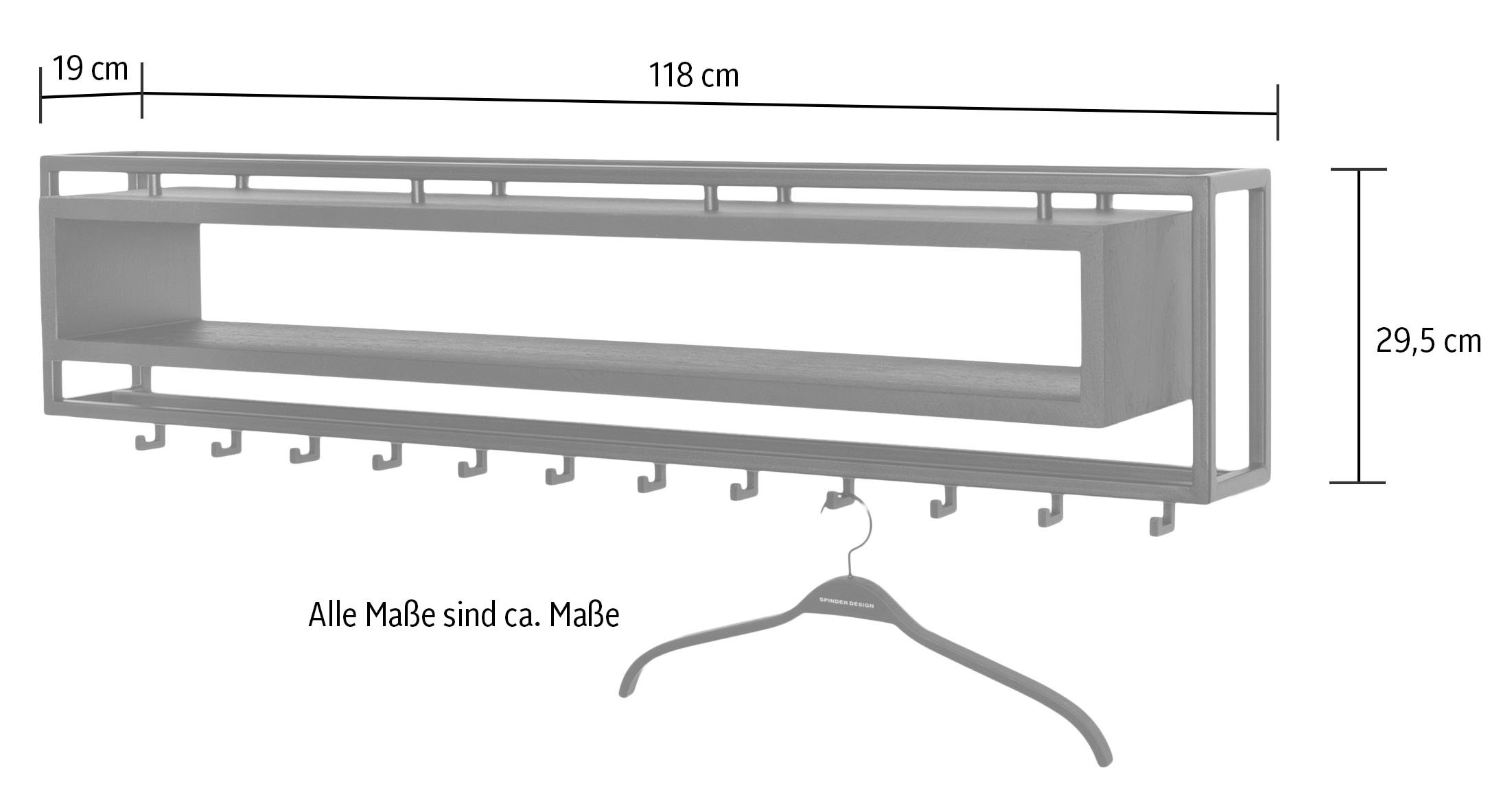 Spinder Design Garderobenleiste, Metall, Breite 120 cm