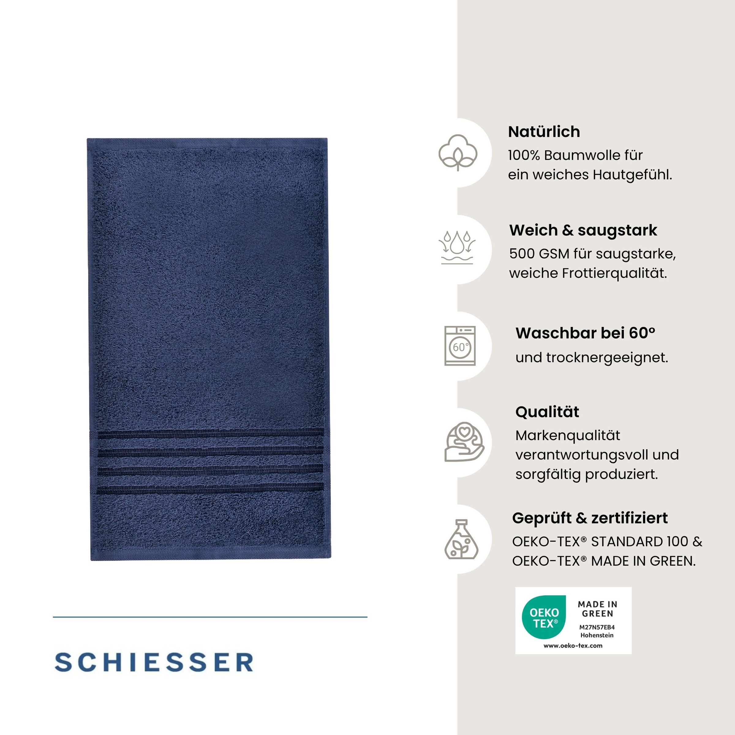 Schiesser Gaestehandtuecher »Milano aus 100% Baumwolle mit eleganter Bordüre in Hoch-Tief-Optik« OEKO-TEX® MADE IN GREEN